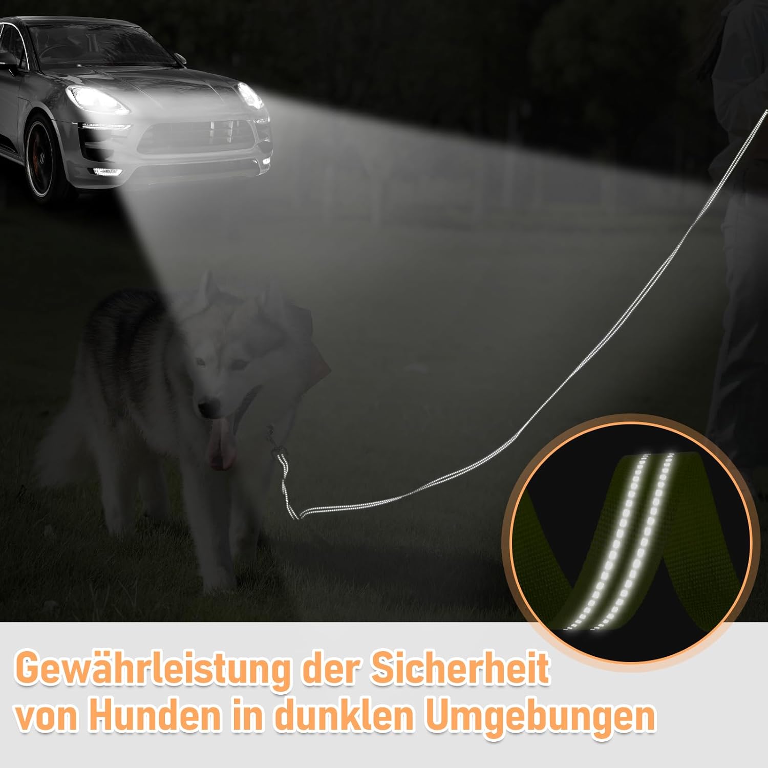 Thumbnail 6 de X XBEN robuste & leichte Schleppleine mit Handschlaufe, 30 m – reflektierend, mit Metallhaken