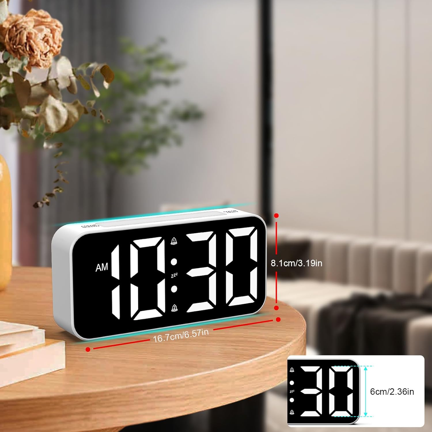 Detalle de Topski 8010 Digital Alarm Clock with Dual Alarms, Dimmable Display and USB Port