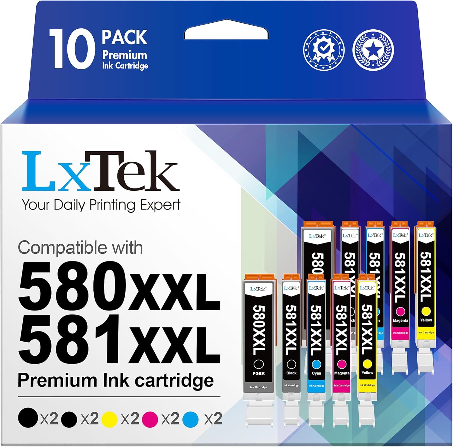 Thumbnail 6 de LxTek 570XL 571XL Ink Cartridge 6-Pack for Canon PIXMA TS5050 MG5750 MG6850 (PGI-570XL/CLI-571XL) – 2PGBK, 1Black, 1Cyan, 1Magenta, 1Yellow