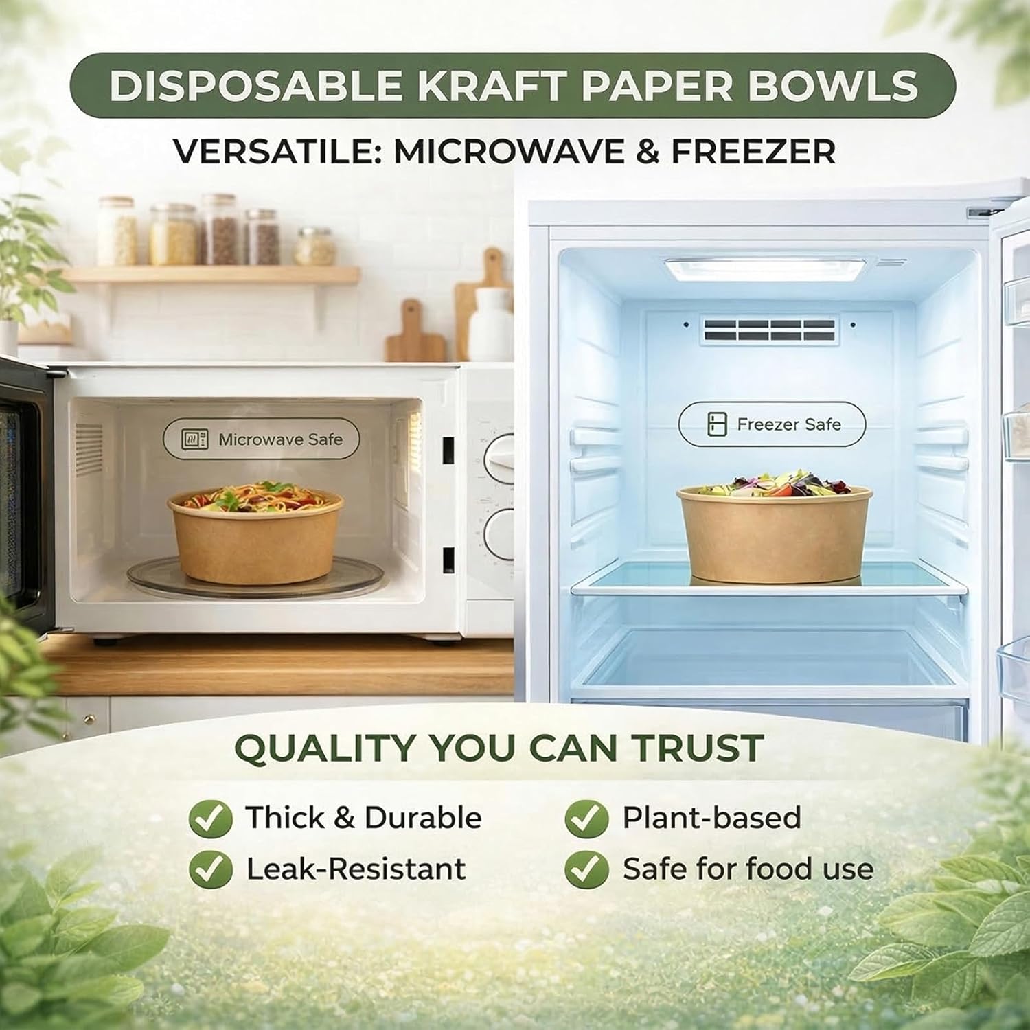 Thumbnail 2 de TOPtoper 50 Pcs 32 Oz Large Paper Bowls with Lids (Disposable) for Hot or Cold Food