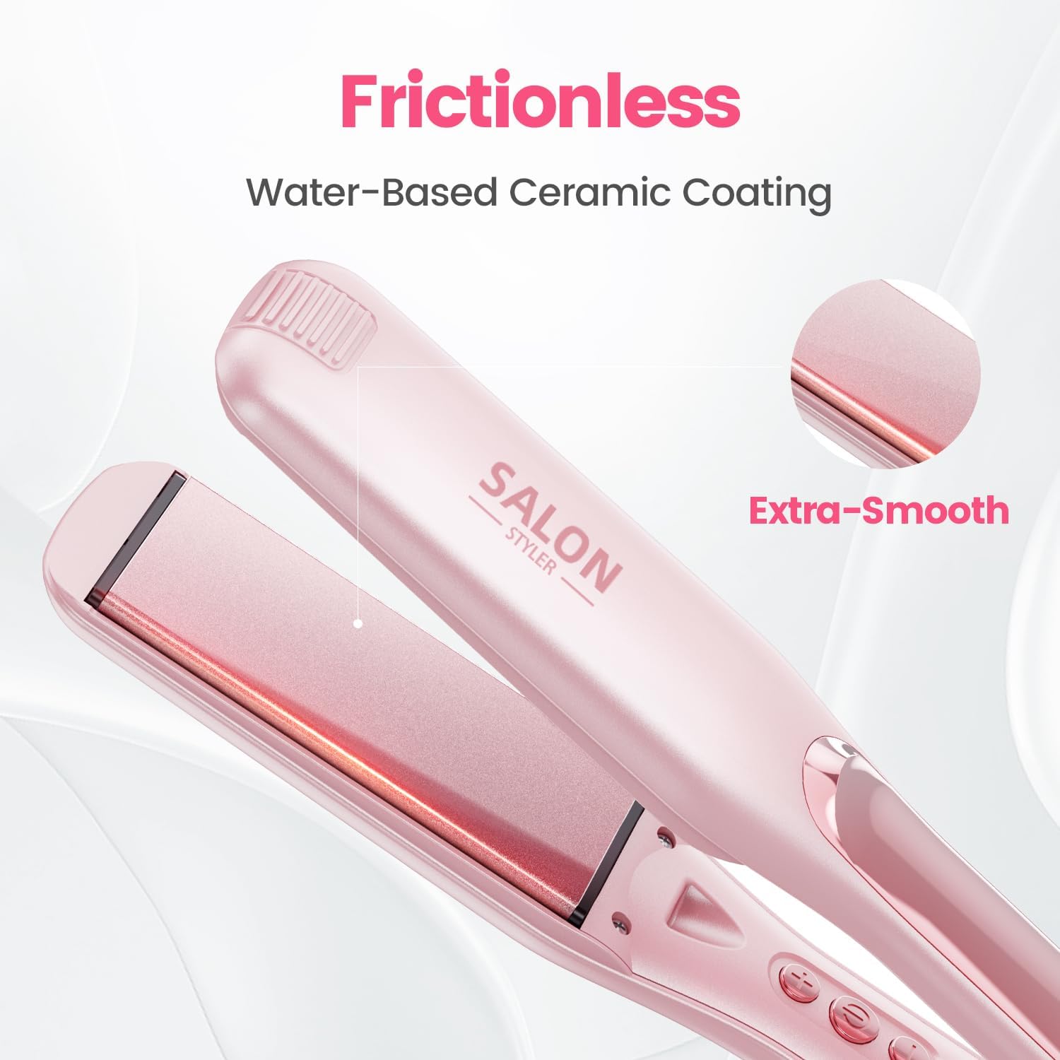 Thumbnail 1 de Dekuri 42mm Wide Plate Hair Straighteners with water-based ceramic coating, 120–230°C (Shell Pink)