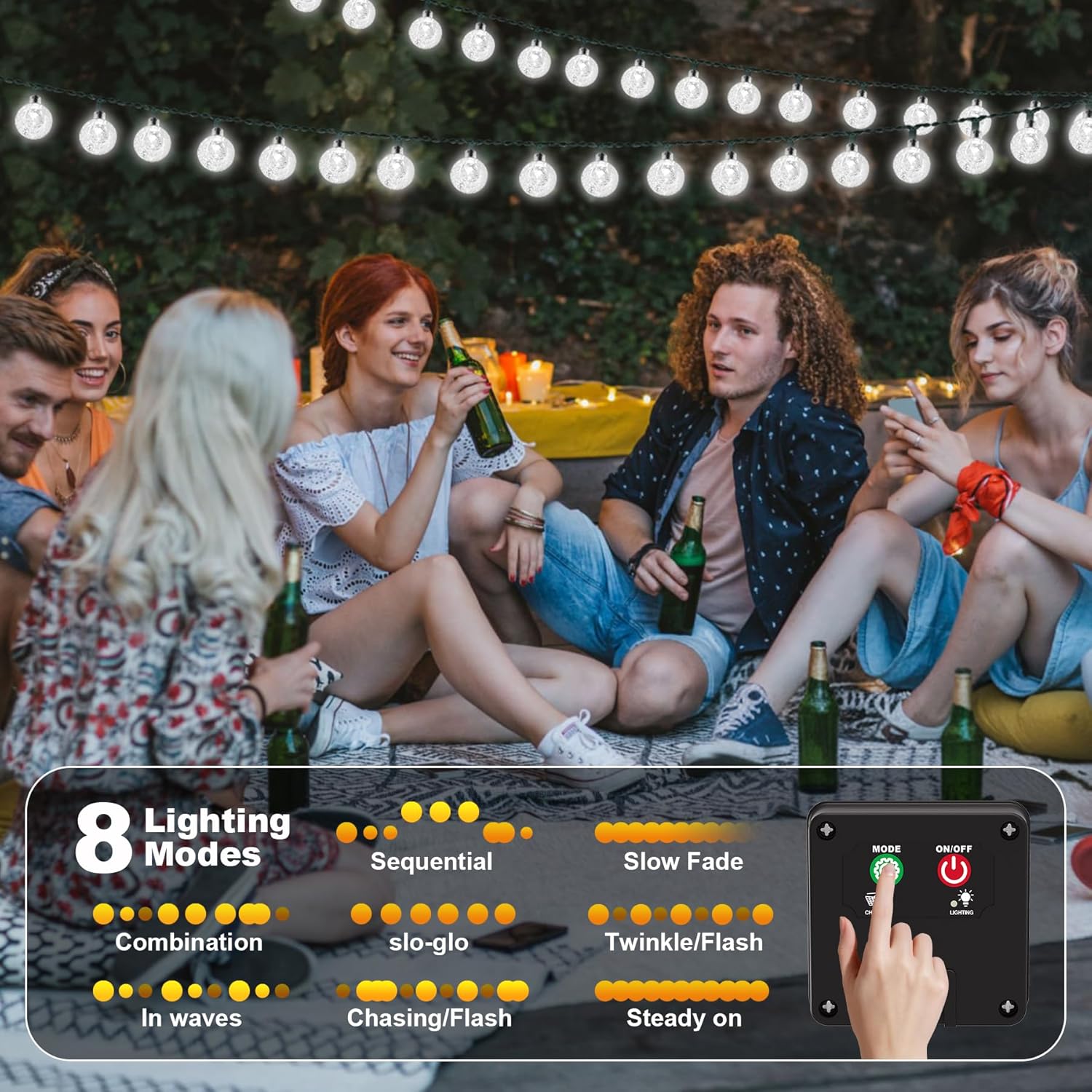 Thumbnail 3 de Laihur 50 LED Solar String Lights for Outdoor Garden – 7m/23ft with 8 Modes, IP65 Waterproof, 8-Hour Timer, Cool White