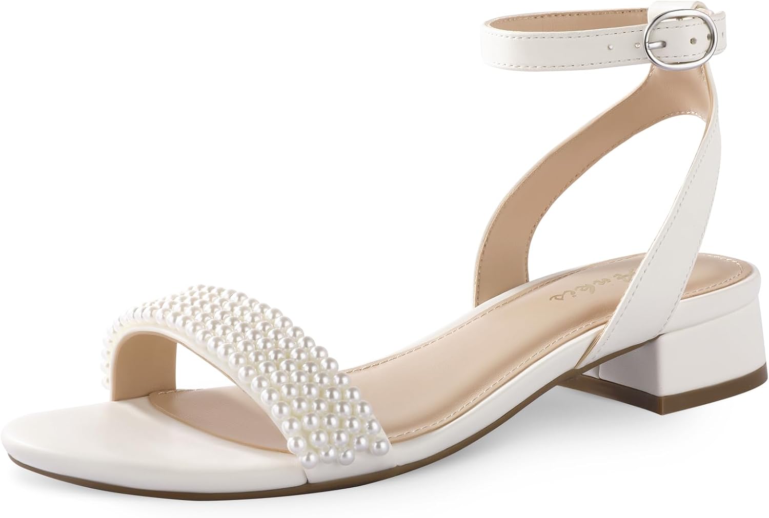 Thumbnail 6 de Ankis Women Sandals: Black Nude White Gold, Comfortable 1-Inch Block Heel Strappy Sandals