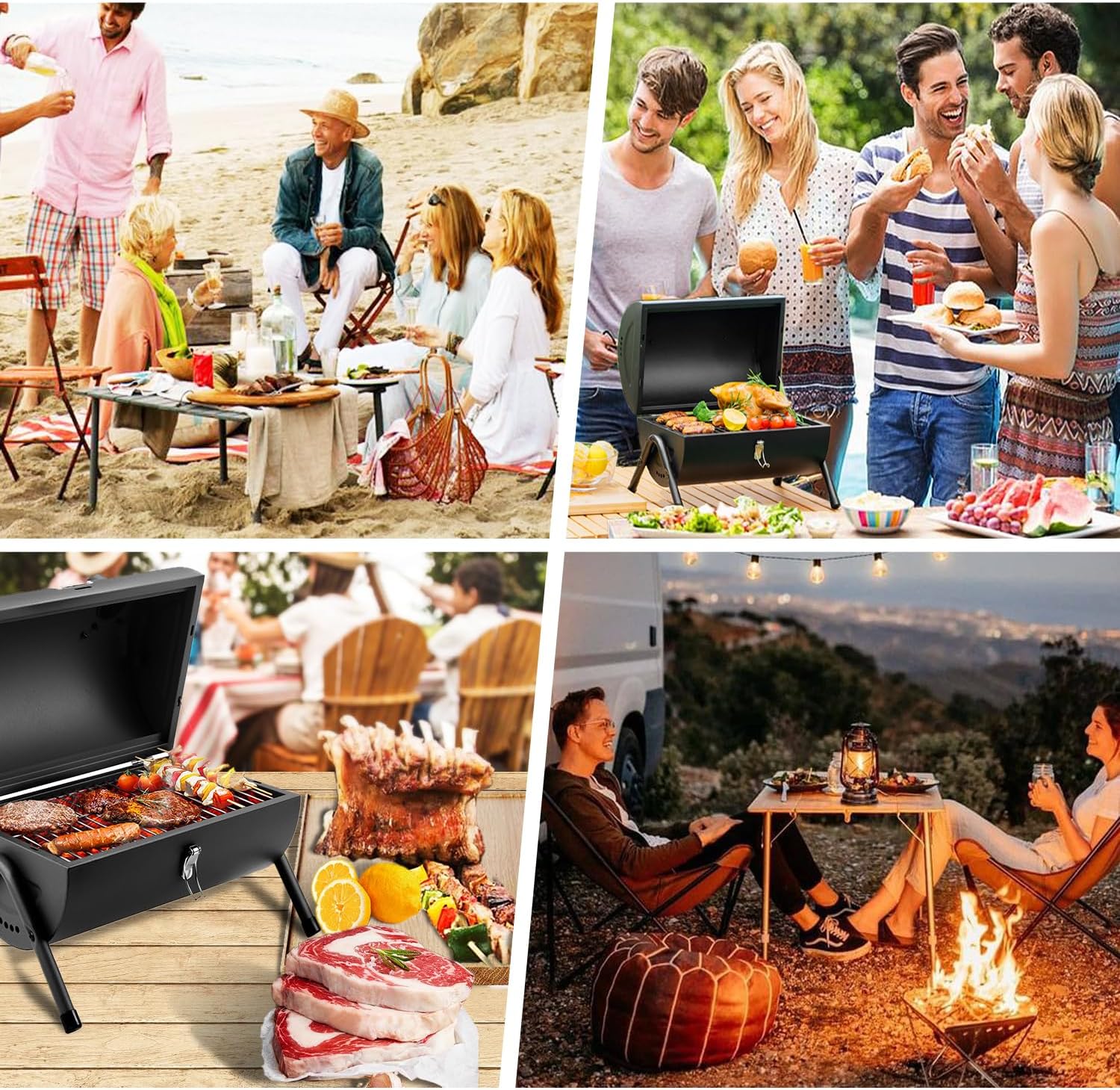 Thumbnail 6 de Camping Portable Charcoal BBQ Grill: Compact, Durable Barrel-style Outdoor Barbecue