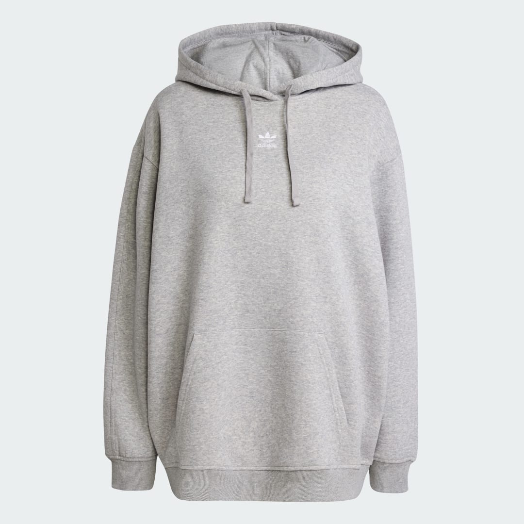 Detalle 2 de Sudadera con capucha Essentials Oversized Fleece de Adidas: comodidad y estilo urbano en gris