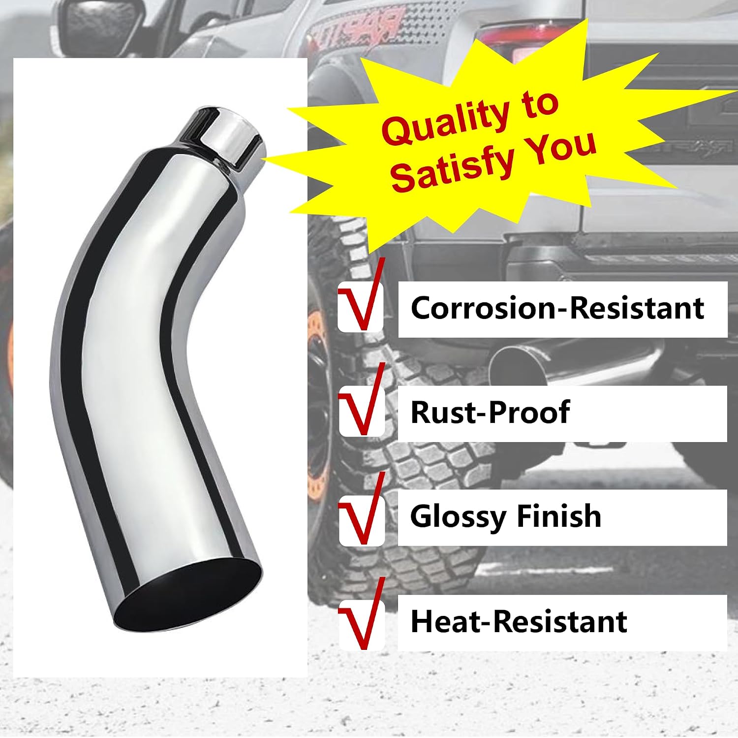Thumbnail 5 de Universal 4" to 6" Exhaust Elbow Pipe with Steel Clamp — Chrome or Black Finish