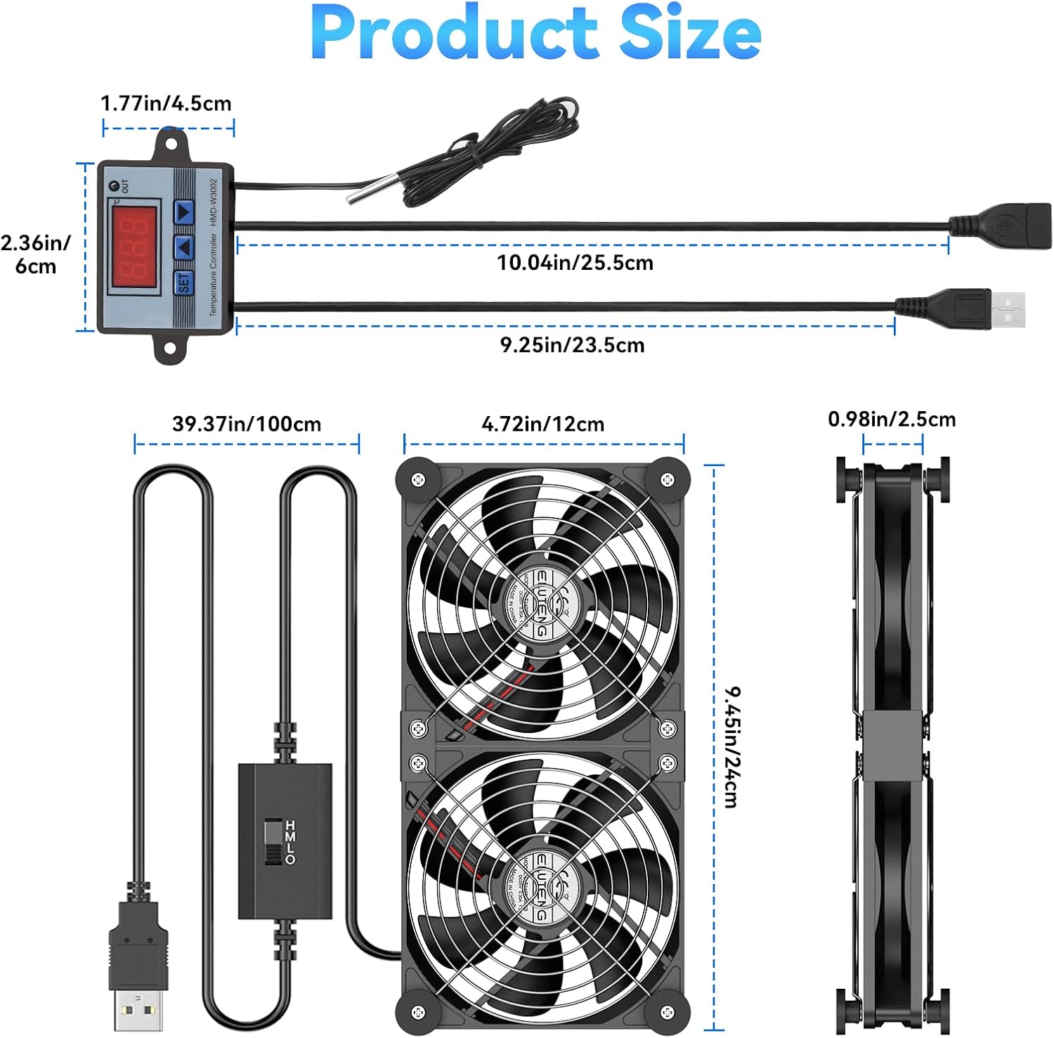 Thumbnail 6 de ELUTENG 2-in-1 USB Fan 120mm with Digital Temperature Controller