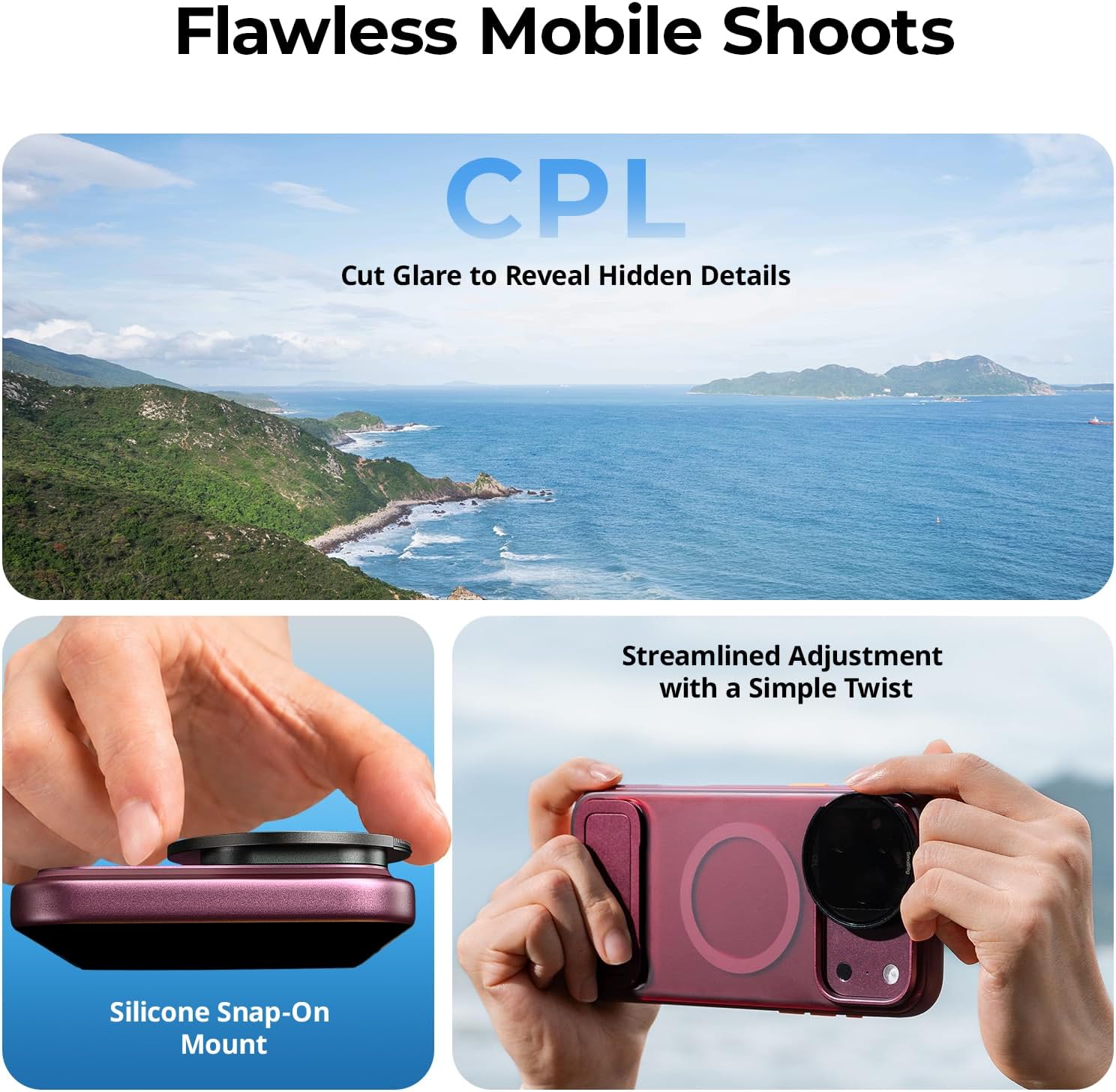 Thumbnail 2 de SmallRig 6733 46mm Clip-On CPL Filter for iPhone 18 Pro and Pro Max