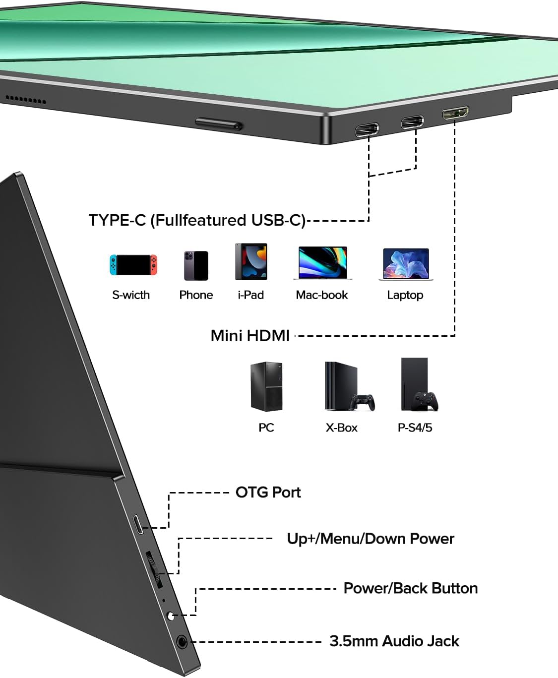 Thumbnail 6 de UPERFECT Portable Monitor 4K 14,5" – 3840x2400, Tragbarer Zweitbildschirm mit Smart Cover