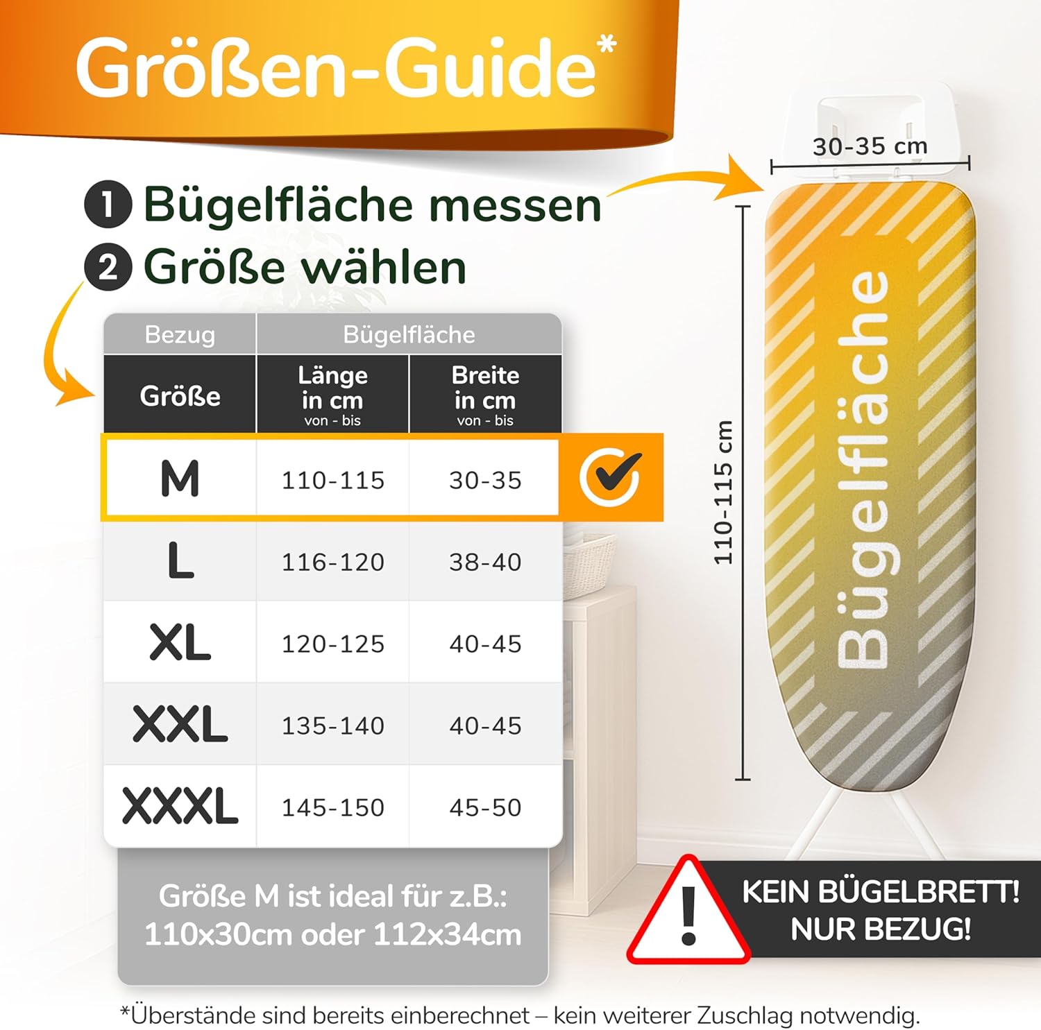 Thumbnail 1 de Super Soft Turbo-Bügelbrettbezug 110x30 (Made in Germany) – ÖKOTEX Baumwoll-Polsterung mit Thermoreflexion