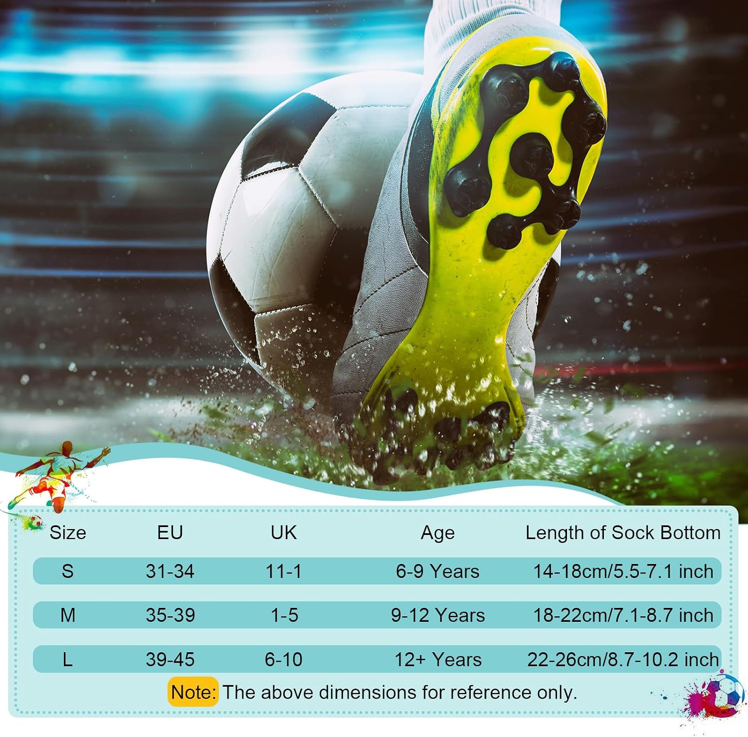 Detalle de Apricitie Fußball Socken 6 Paare Anti-Rutsch, Weiß, Größe 39–46