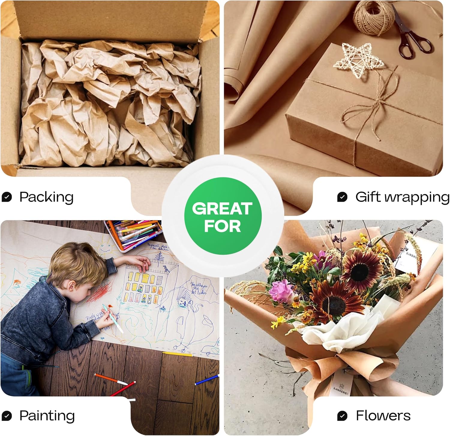 Detalle 2 de IDL Packaging Brown Kraft Paper Roll, 36" x 2160", 30 lb Uncoated Paper