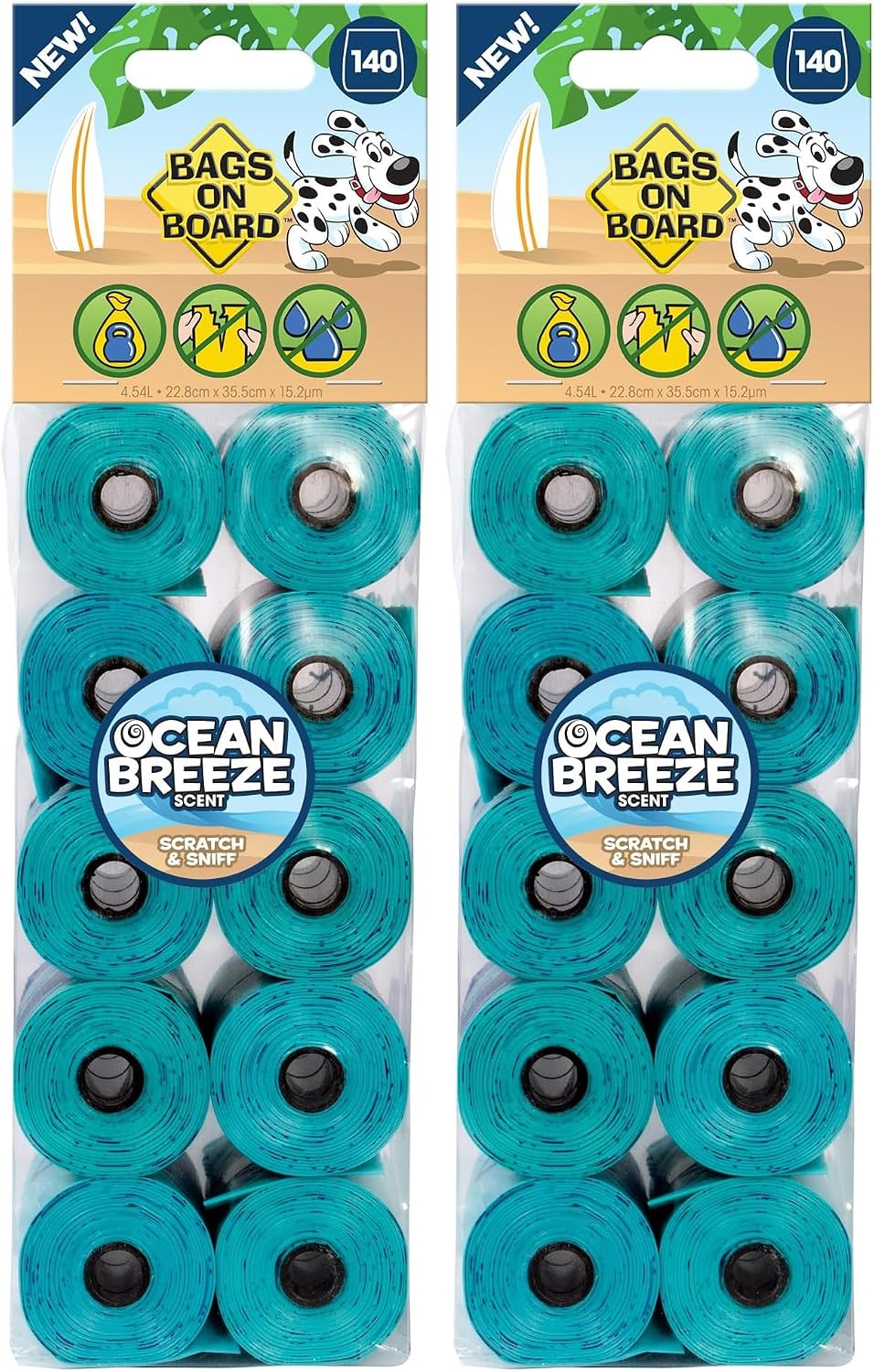Detalle de Bags On Board Dog Poo Bags | Strong, Leak-Proof with Triple Berry Scent – 140 Bags