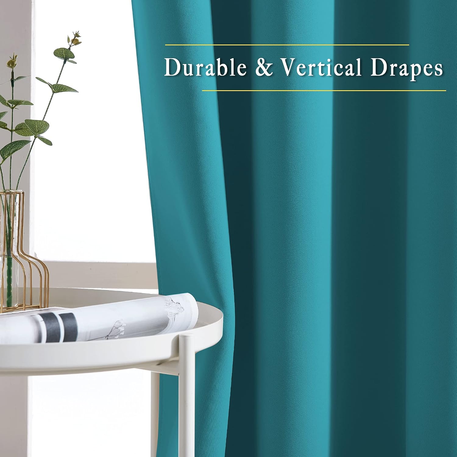 Detalle de NICETOWN Peacock Teal Blackout Curtains (Set of 2) 52 x 84-Inch Thermal Insulated Grommet Drapes