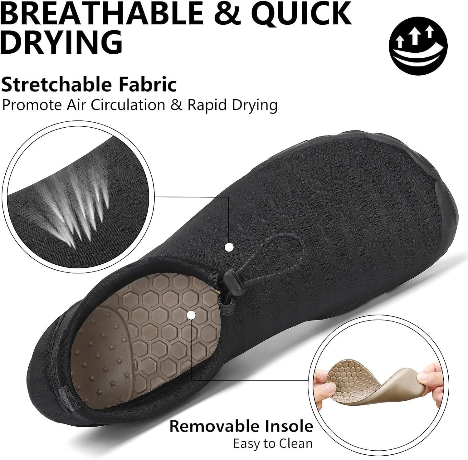 Detalle de Mishansha Water Swim Shoes with Wide Toe Box – Barefoot Feel for Women and Men