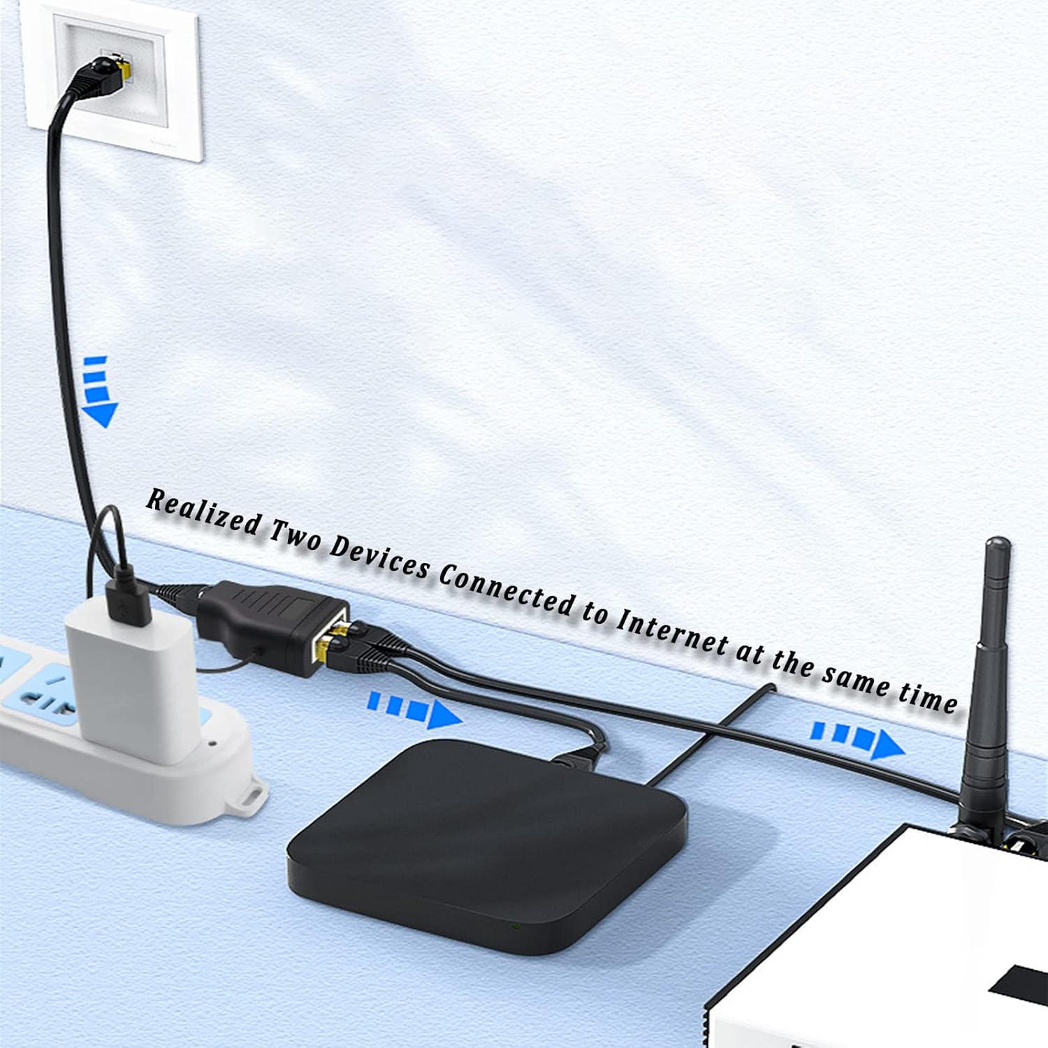 Thumbnail 3 de Ethernet Splitter 1 to 2 High Speed Adapter – USB-Powered LAN Splitter for Cat5/6/7/8 Cables