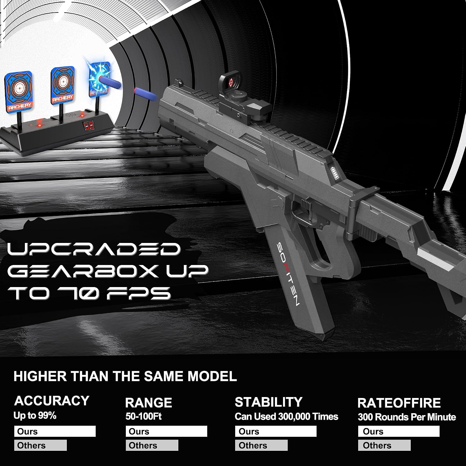 Thumbnail 2 de Sofiten Automatic Sniper Rifle Foam Blaster Toy Set with Tactical Vest, 150 IR Darts, Goggles & Mask