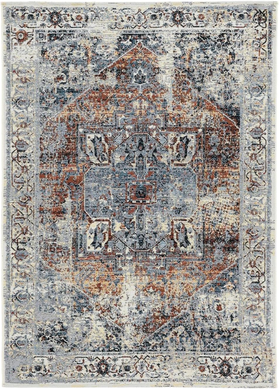 Detalle de RugVista Celia Oriental Indoor/Outdoor Rug, 200 x 300 cm, Low Pile, Blue/Multi
