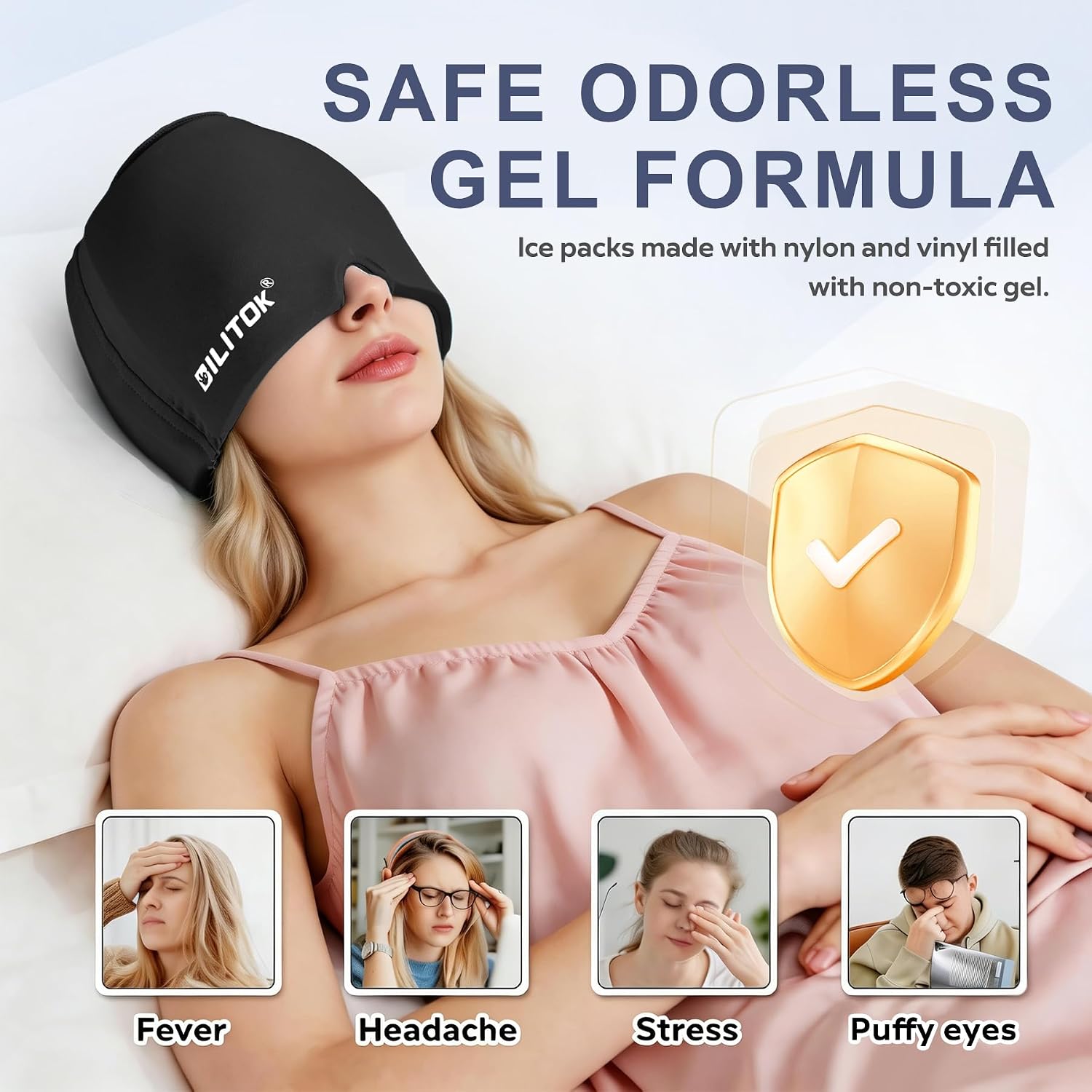 Thumbnail 3 de Whiteleopard Migraine Relief Cap, Reusable Gel Head Wrap for Hot & Cold Therapy