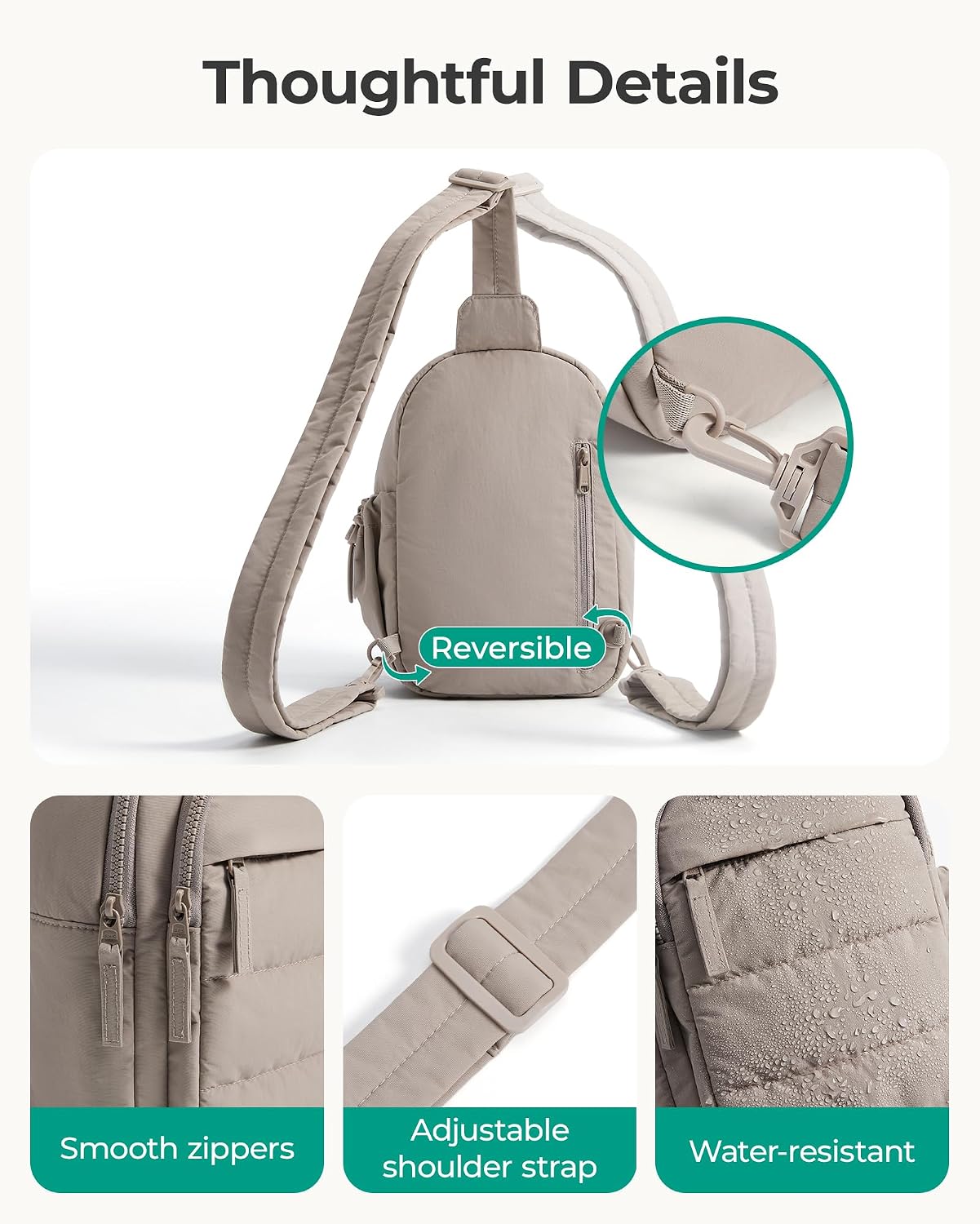 Thumbnail 4 de bagsmart Crossbody Bags for Women – 4L Sling Bag with Anti-Theft, Water-Resistant Puffer Chest Bag