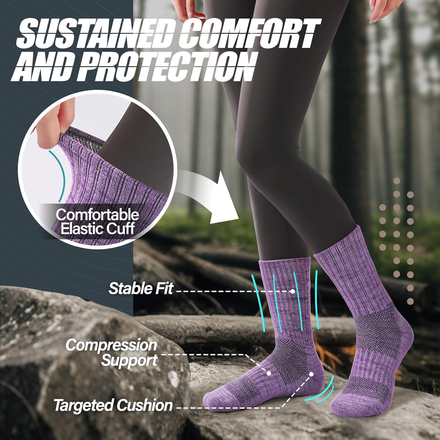 Thumbnail 2 de ANTSANG Merino Wool Hiking Socks
