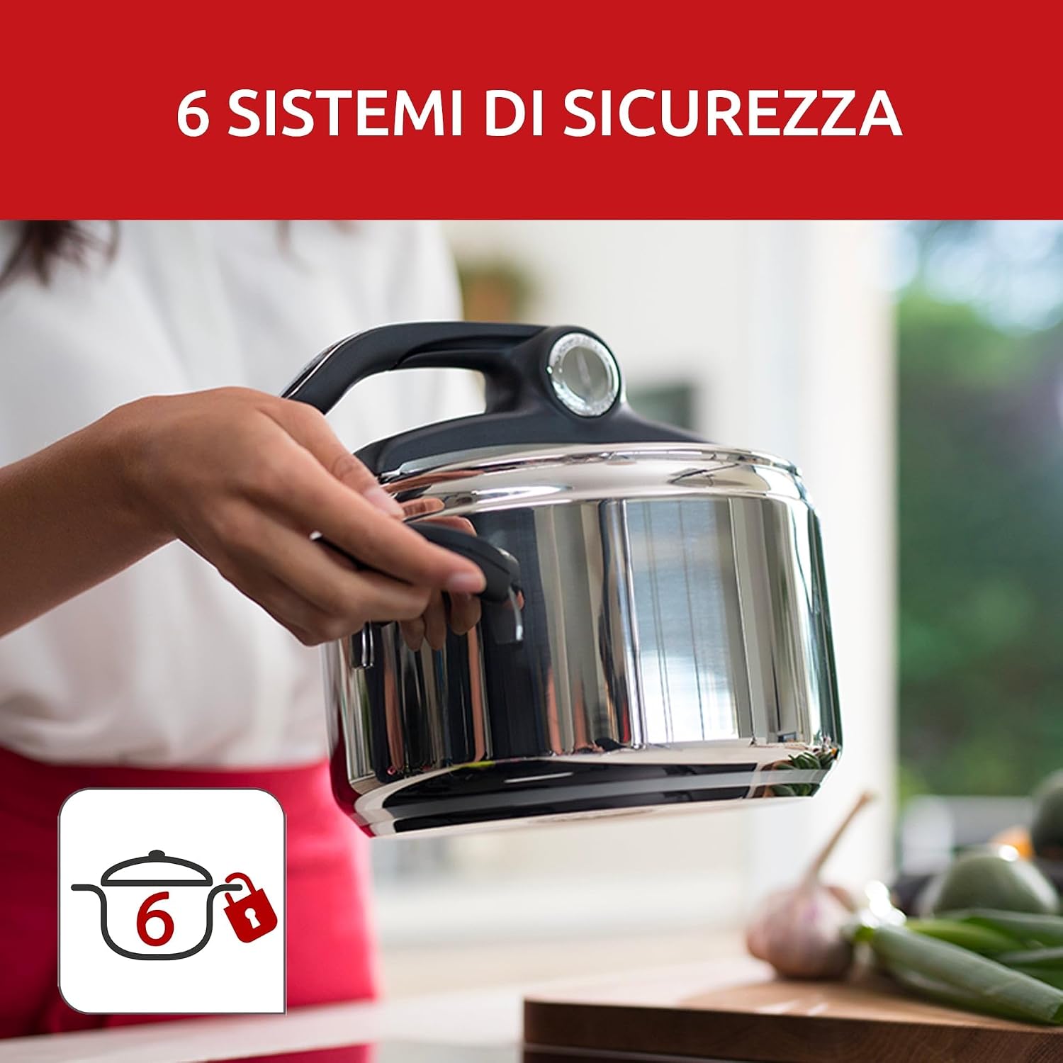 Detalle de Lagostina Irradial Control Pentola a Pressione 3.5 L in Acciaio Inox 18/10 Ø 22 cm