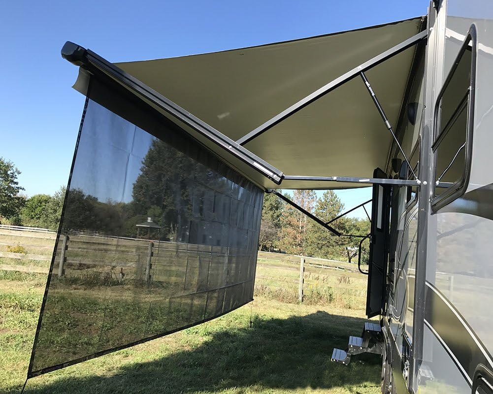Thumbnail 1 de Tentproinc RV Awning Sun Shade Screen (8' x 15' 3") — Black UV Block Mesh for 16' Awning