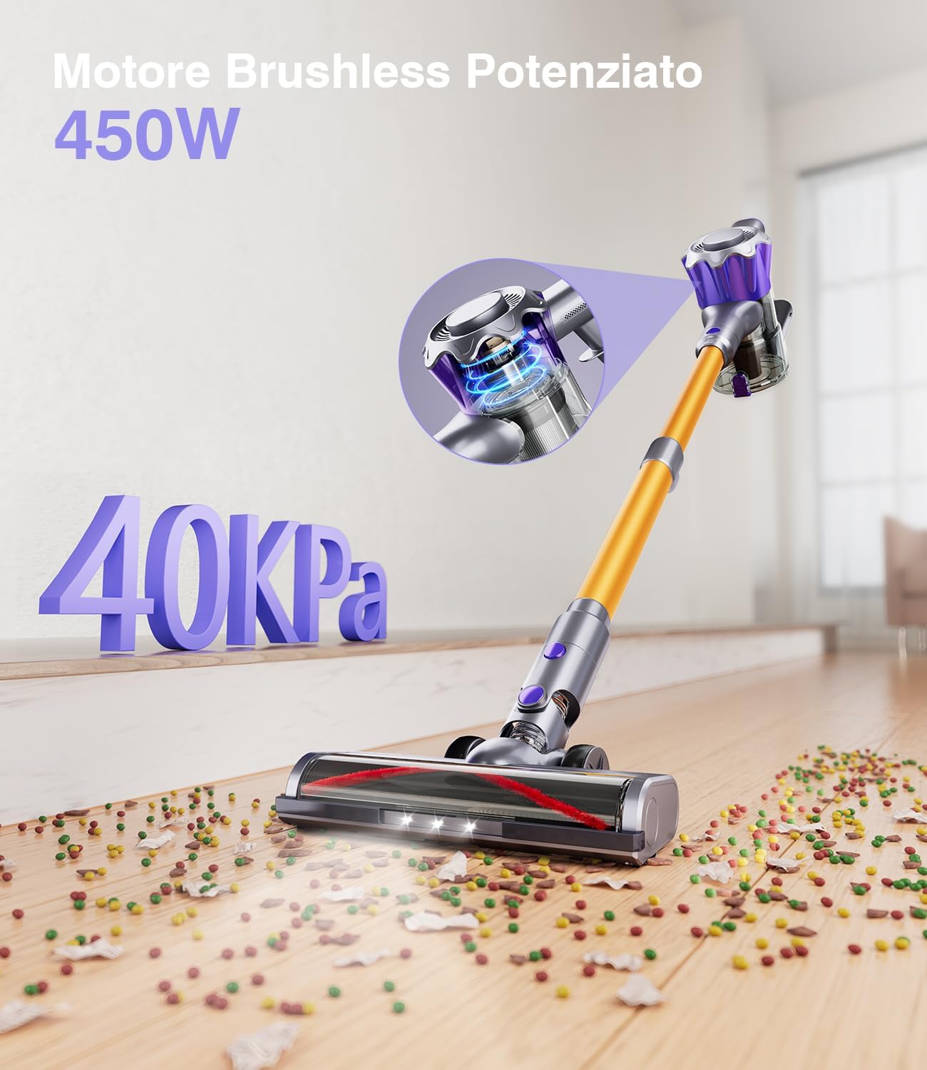 Detalle de Tdyon Aspirapolvere Senza Fili 40KPa 450W
