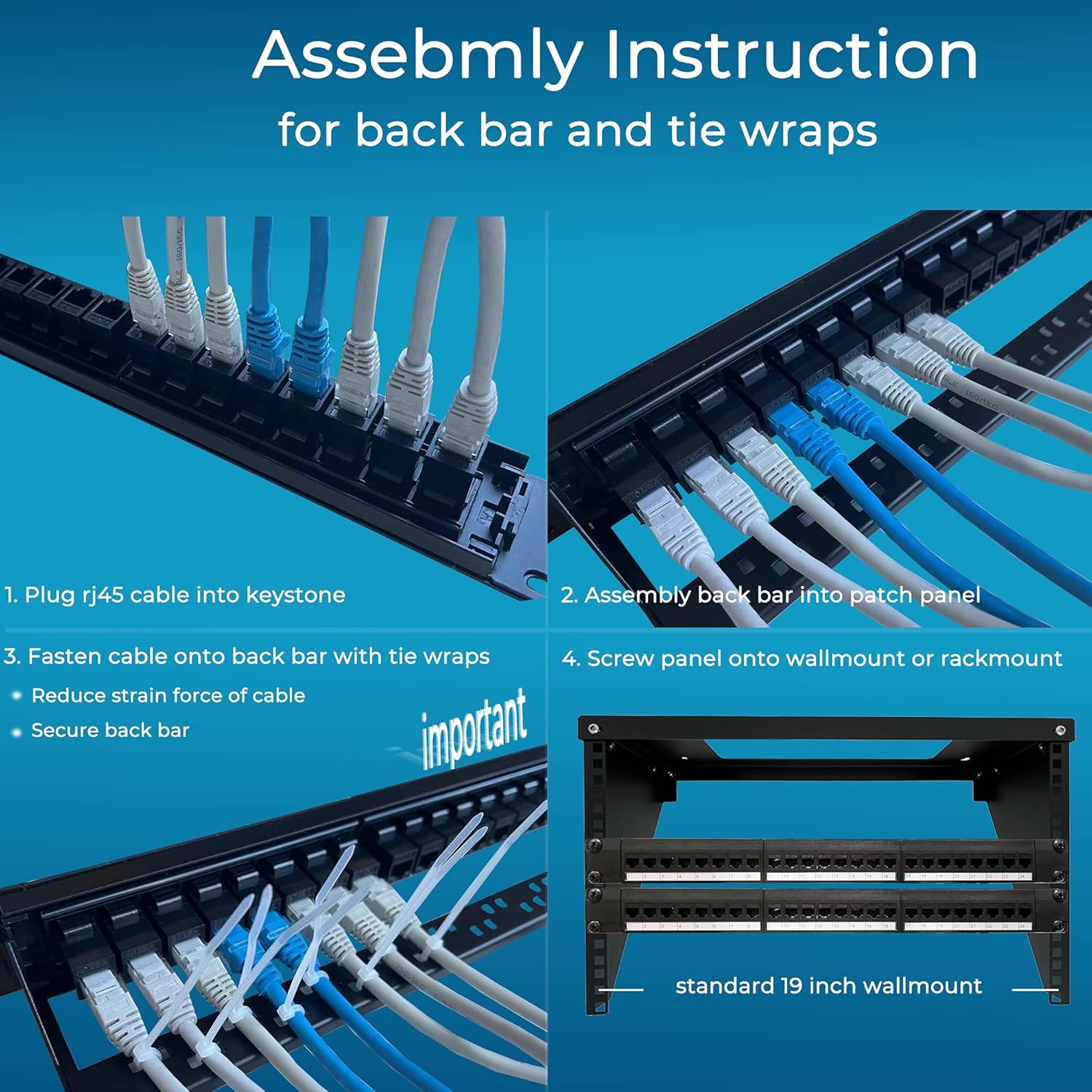 Thumbnail 6 de Rapink C6PP 24-Port Cat6 Patch Panel, 10G Pass-Through, 1U