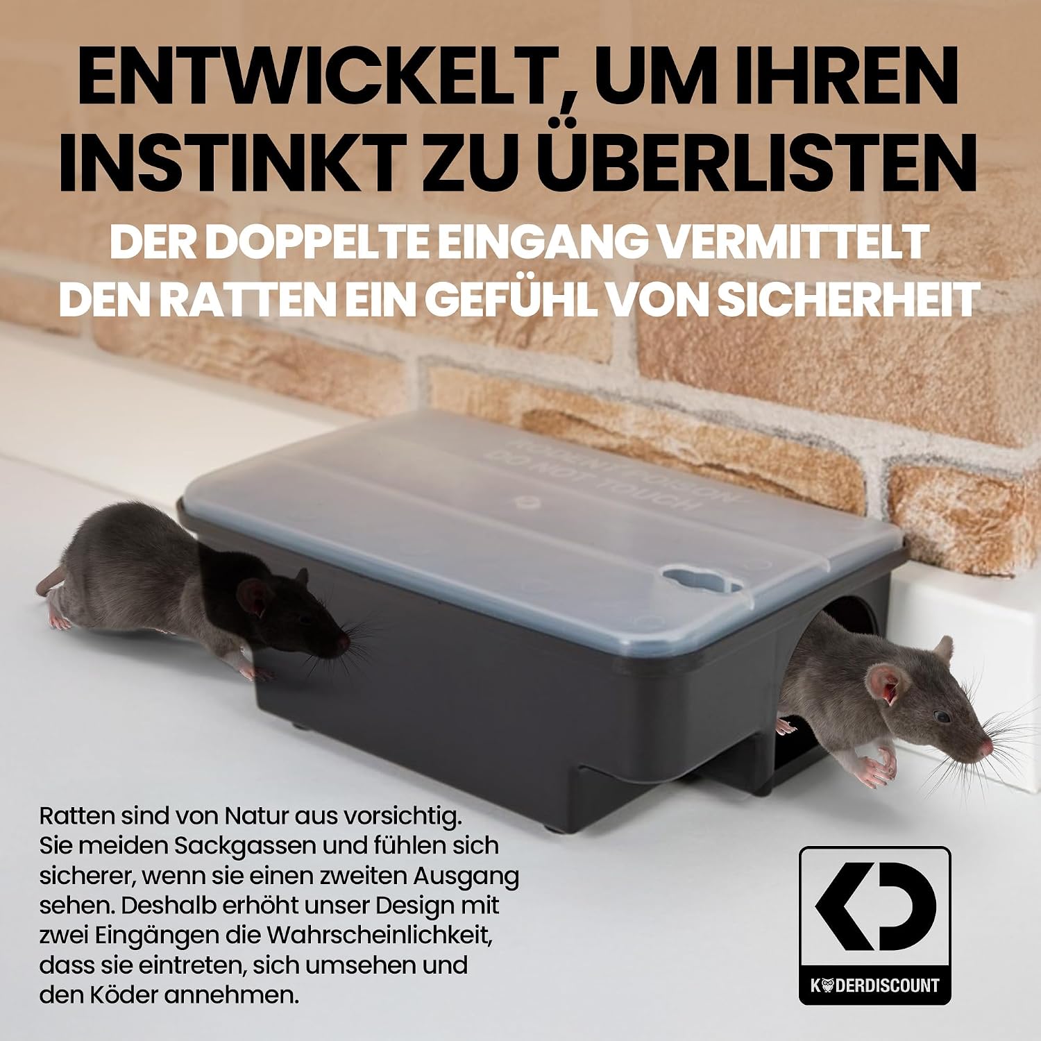 Detalle de Köder-Discount Rattenfalle für Giftköder – 4 abschließbare Köderboxen mit klarem Deckel