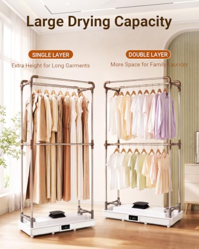 Detalle de COSICOSY Electric Clothes Dryer, 1500W, Two-Tier, 10kg Capacity