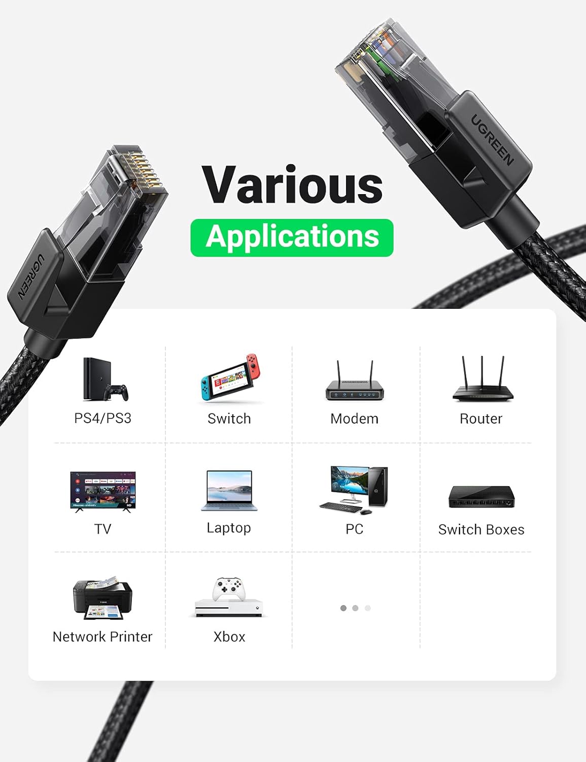 Thumbnail 2 de UGREEN Ethernet Cable 3M: High‑Speed Cat 6 Gigabit Network Cable