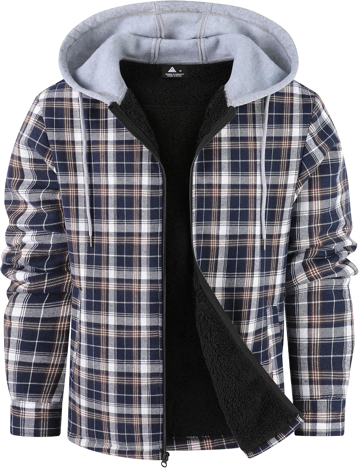 Detalle de ZITY Men's Flannel Jacket, Polyester-Nylon Blend