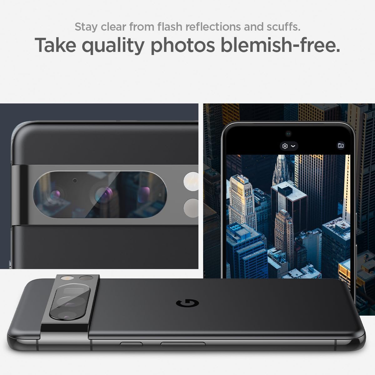 Detalle 2 de Protection d’objectif caméra arrière en verre trempé Spigen Glas.tR EZ Fit pour Google Pixel 8 Pro (2 pièces) – Claire, 9H
