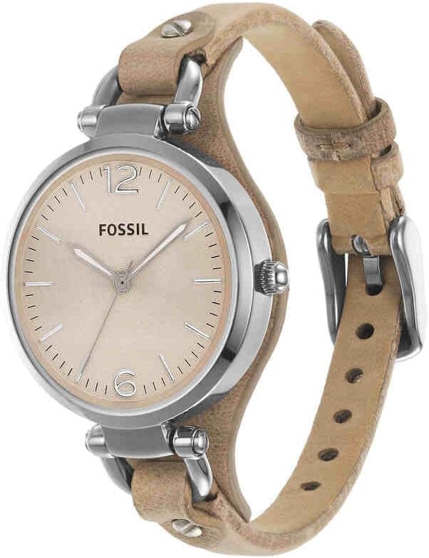 Detalle de Fossil Damenuhruhr Georgia – 32 mm Gehäuse, Quarzwerk, Lederarmband