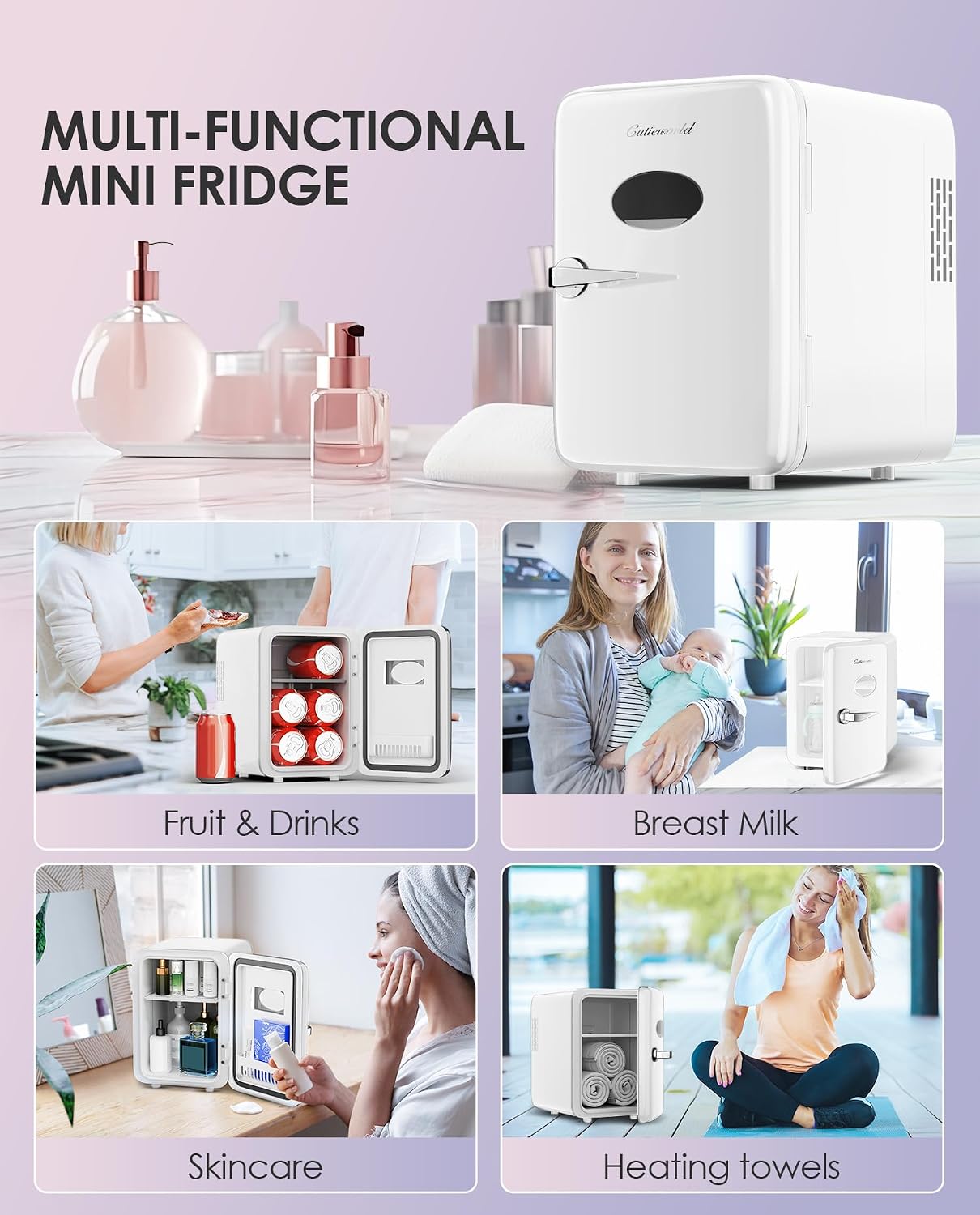 Thumbnail 6 de CUTIEWORLD KM-19 4L Skincare Mini Fridge, Cooler and Warmer, Pearly White