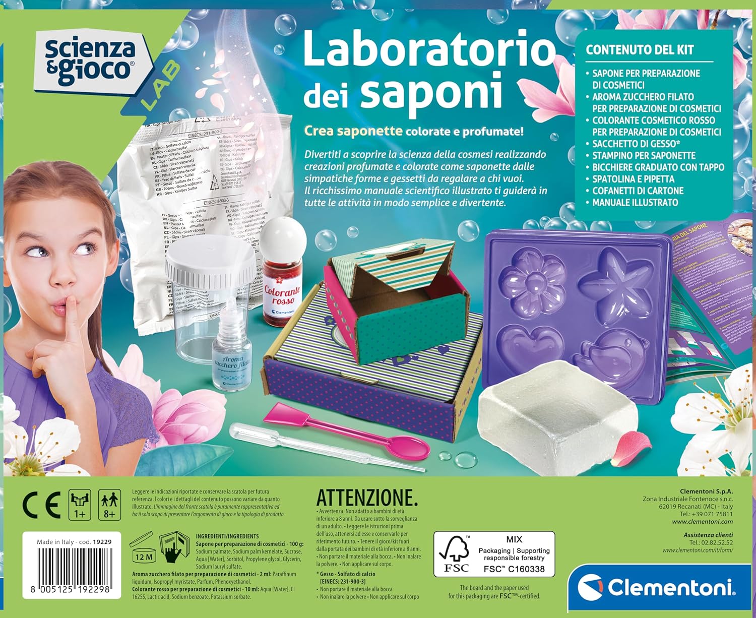 Thumbnail 2 de Clementoni Scienza e Gioco Lab 19229 Kit per fare saponette (in italiano, Made in Italy)