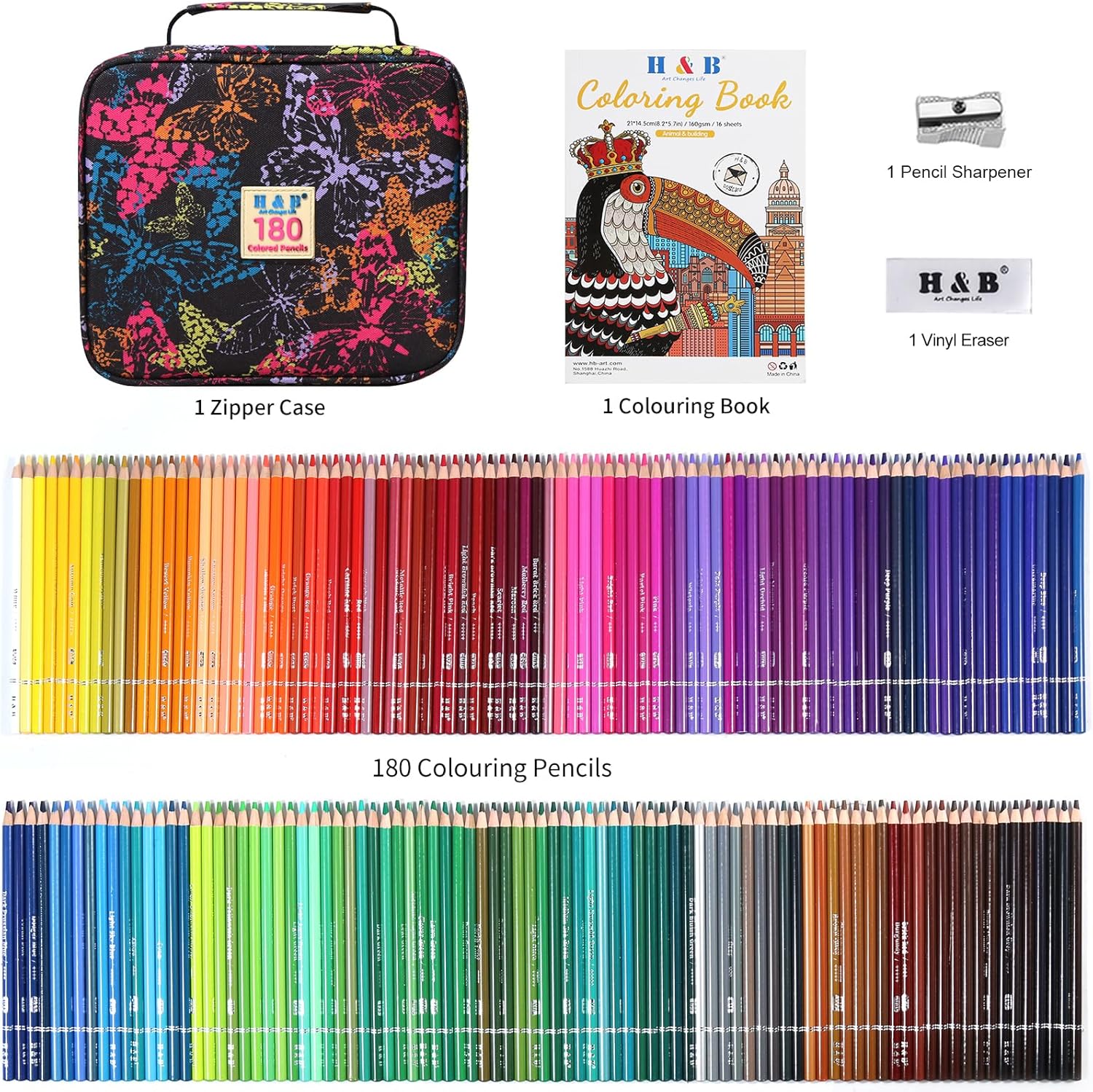 Thumbnail 1 de H & B Lot de 180 Crayons de couleur à base d'huile – ensemble professionnels pour débutants et artistes
