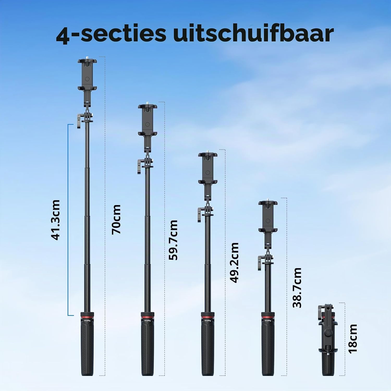 Detalle 2 de SMALLRIG VT-17 3-in-1 reisstatief met telefoonhouder en karabijnhaak