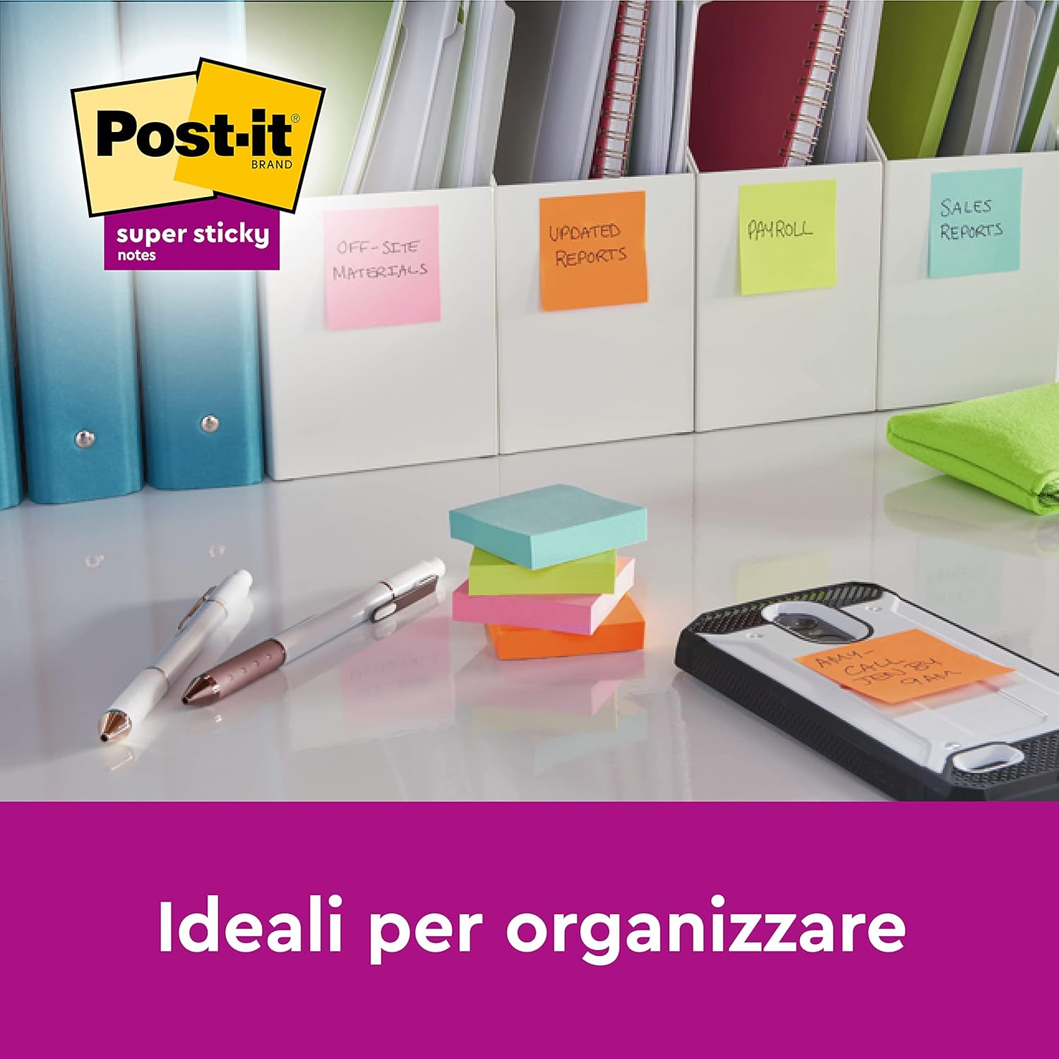 Thumbnail 4 de Post-it Super Sticky “Playful” — 6 blocchetti da 90 fogli, 76 x 76 mm