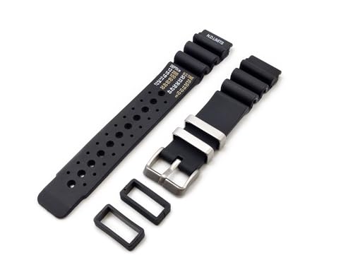 Detalle de Generico Cinturino in Gomma da 20/22/24 mm compatibile con Promaster Aqualand – universale per Sub Diver sport Black (24mm)