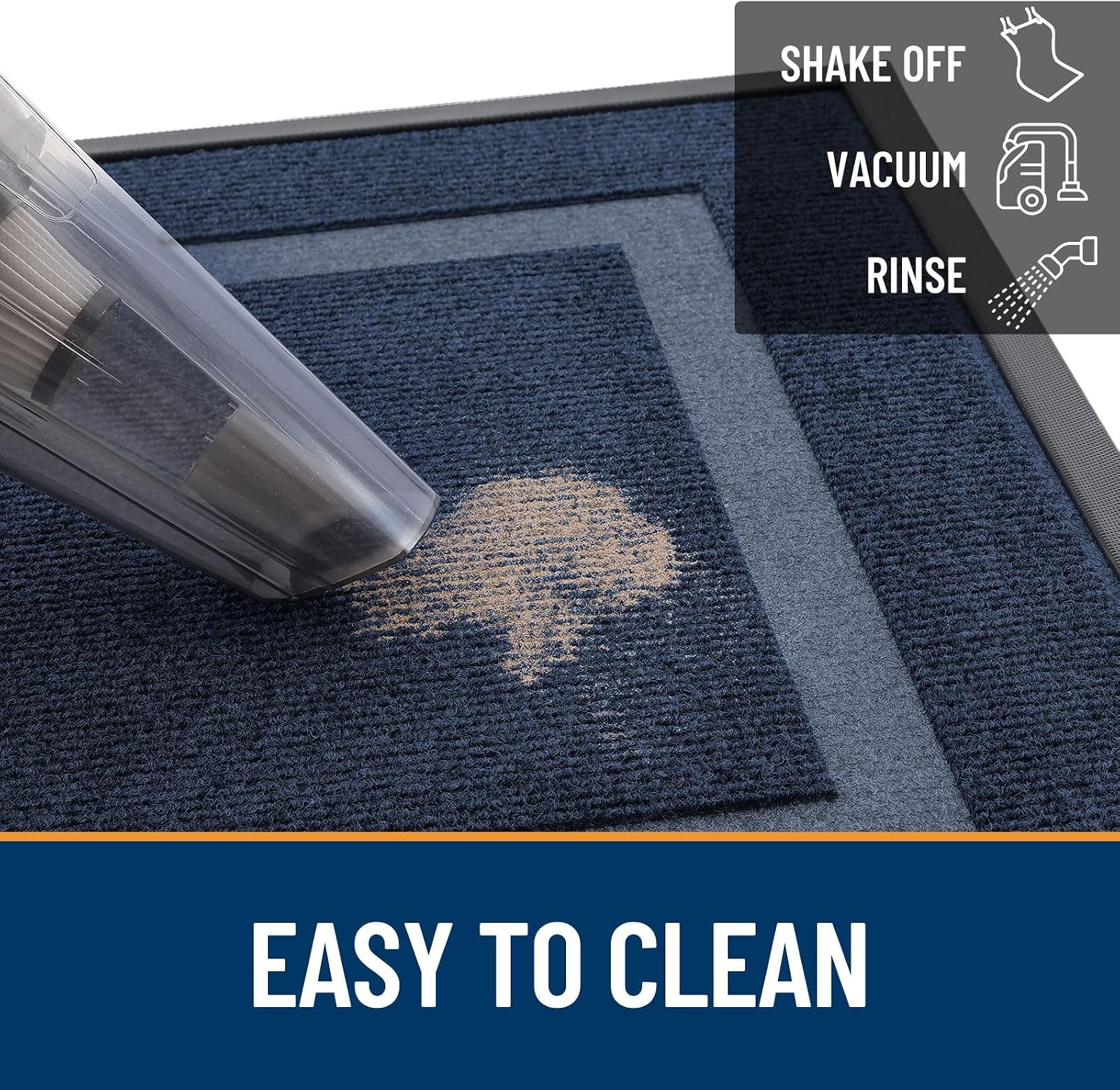 Detalle 2 de OLANLY Front Door Mat Indoor Outdoor Entrance (59x20, Blue): Low-Profile, All-Weather Doormat