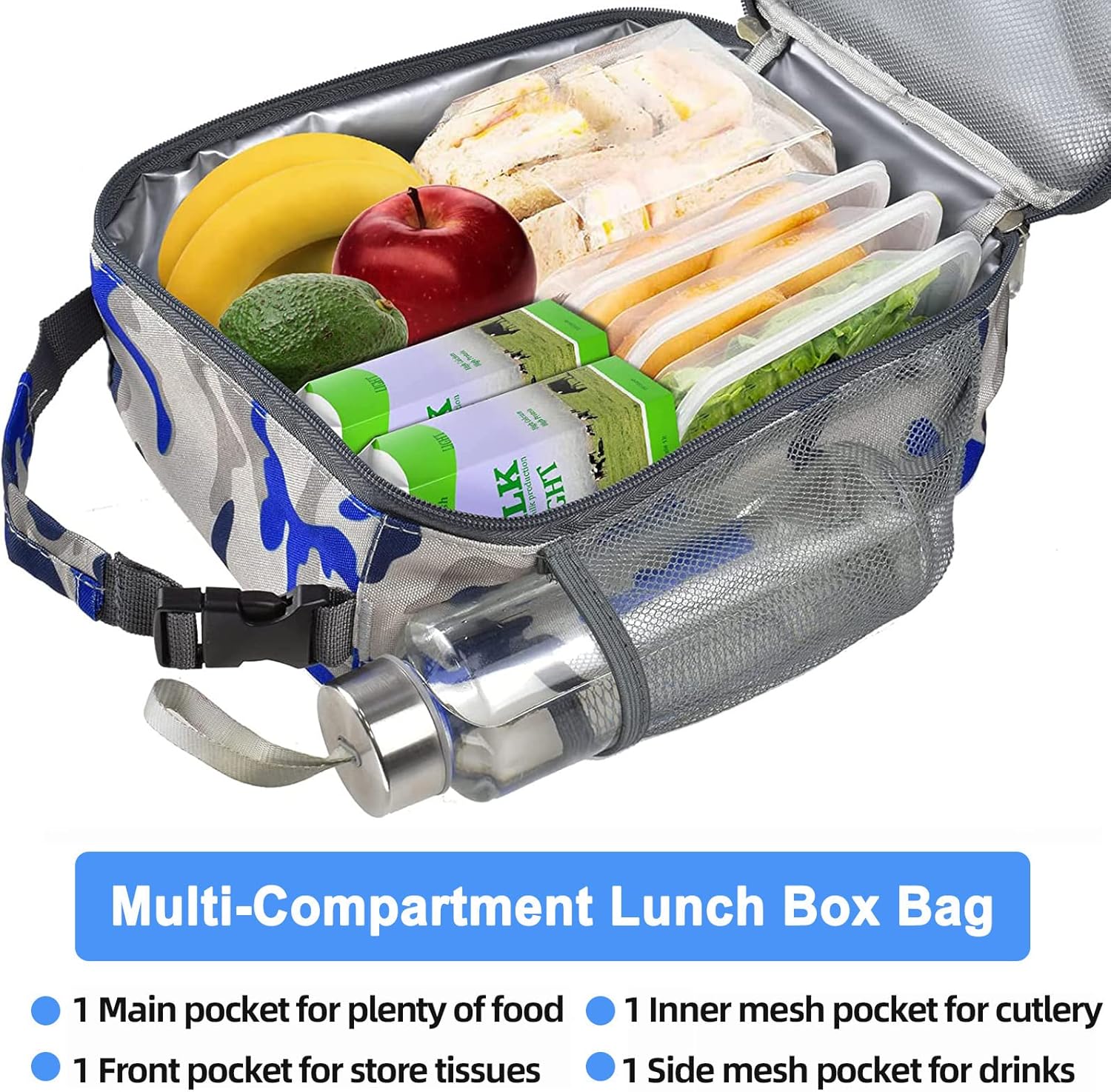 Thumbnail 3 de IWTTWY Insulated Lunch Bag Camouflage Cooler Bag (Camo Blue)