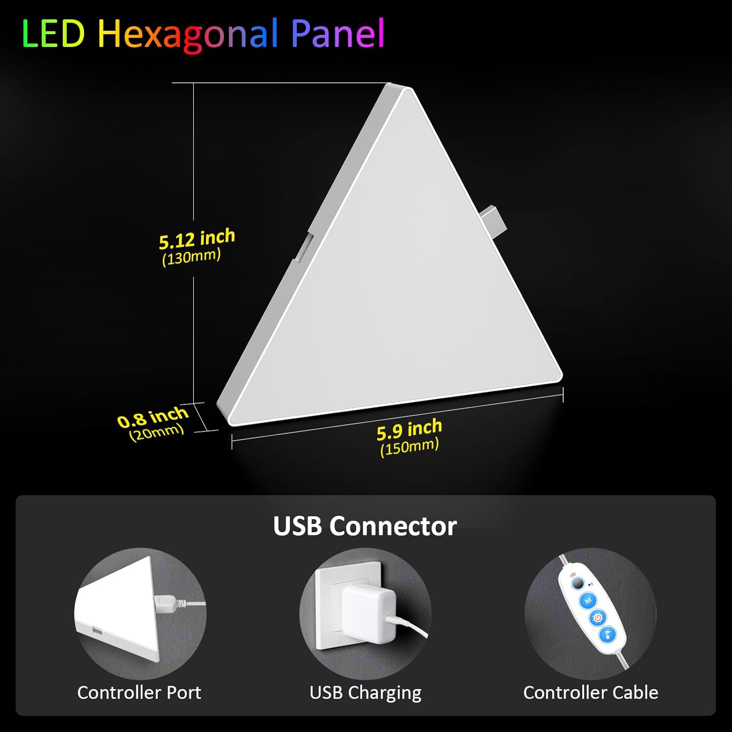 Thumbnail 5 de Lámparas LED RGB triangulares 8 paneles, control remoto y app