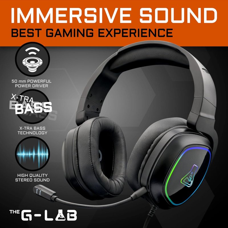 Thumbnail 1 de G-Lab Korp Radium: auriculares gaming RGB multplataforma blancos