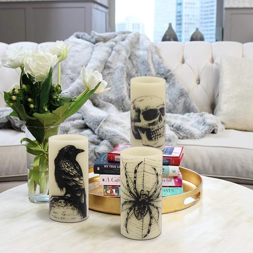 Detalle de Eldnacele SK003 Halloween Flameless Candles, 3-Pack with 6-Hour Timer