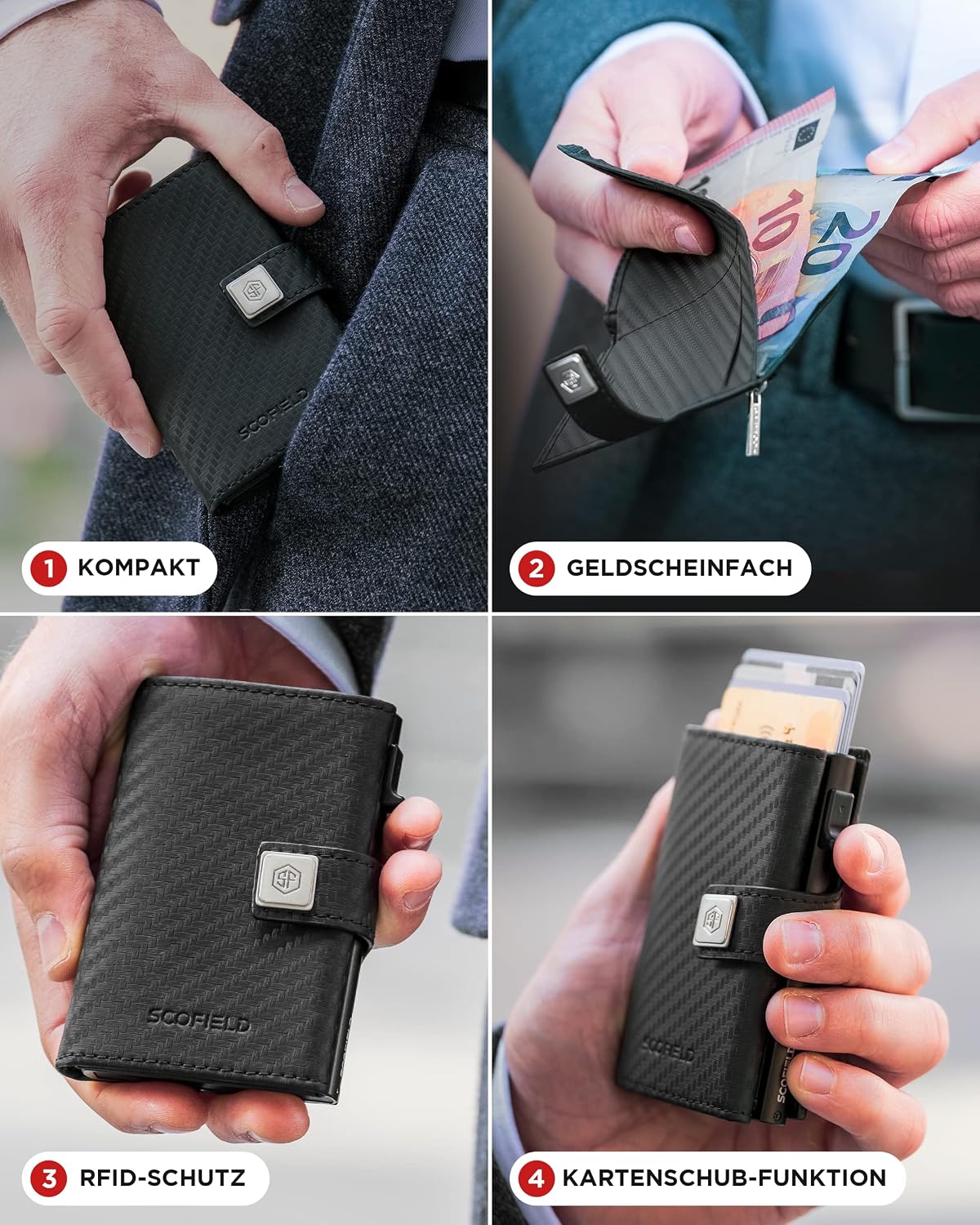 Thumbnail 1 de SF SCOFIELD Trinity Geldbörse Herren – Slim Wallet mit RFID-Schutz und 12 Kartenkapazität