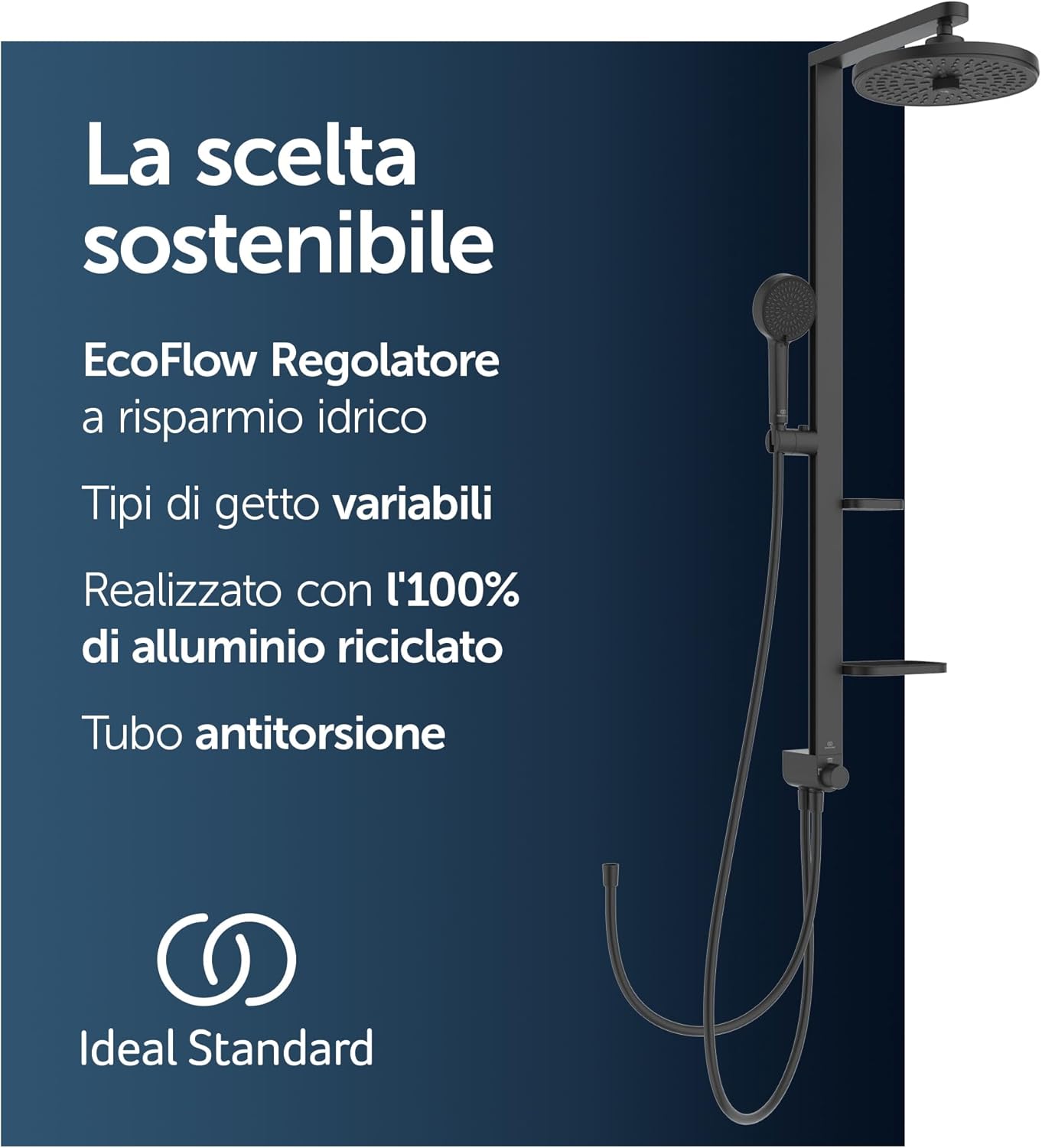 Thumbnail 1 de Ideal Standard Ceratwist Alu+ Colonna doccia – Nero Opaco, 338x501x1104 mm