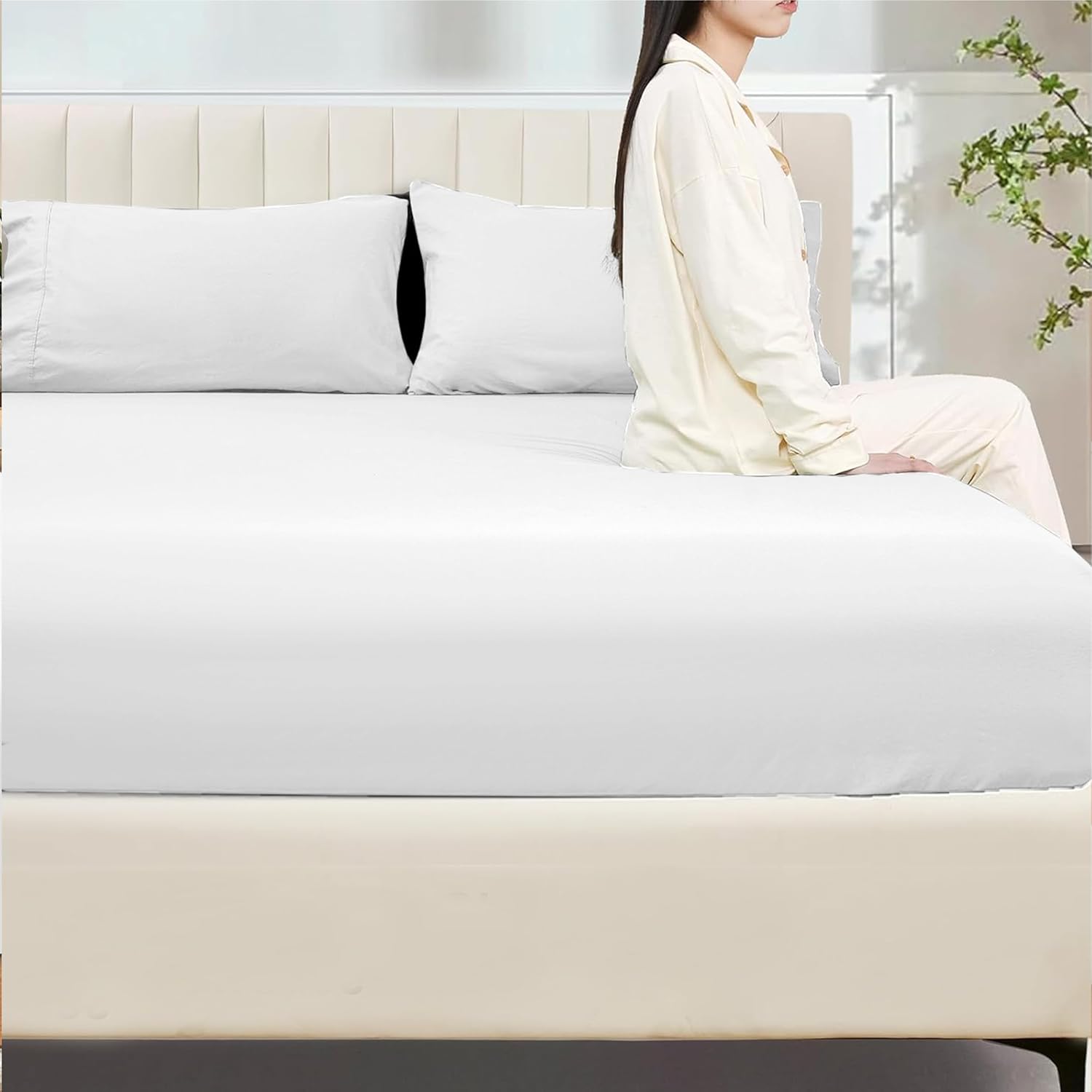Thumbnail 1 de My Home Store Double Egyptian Cotton Fitted Sheet