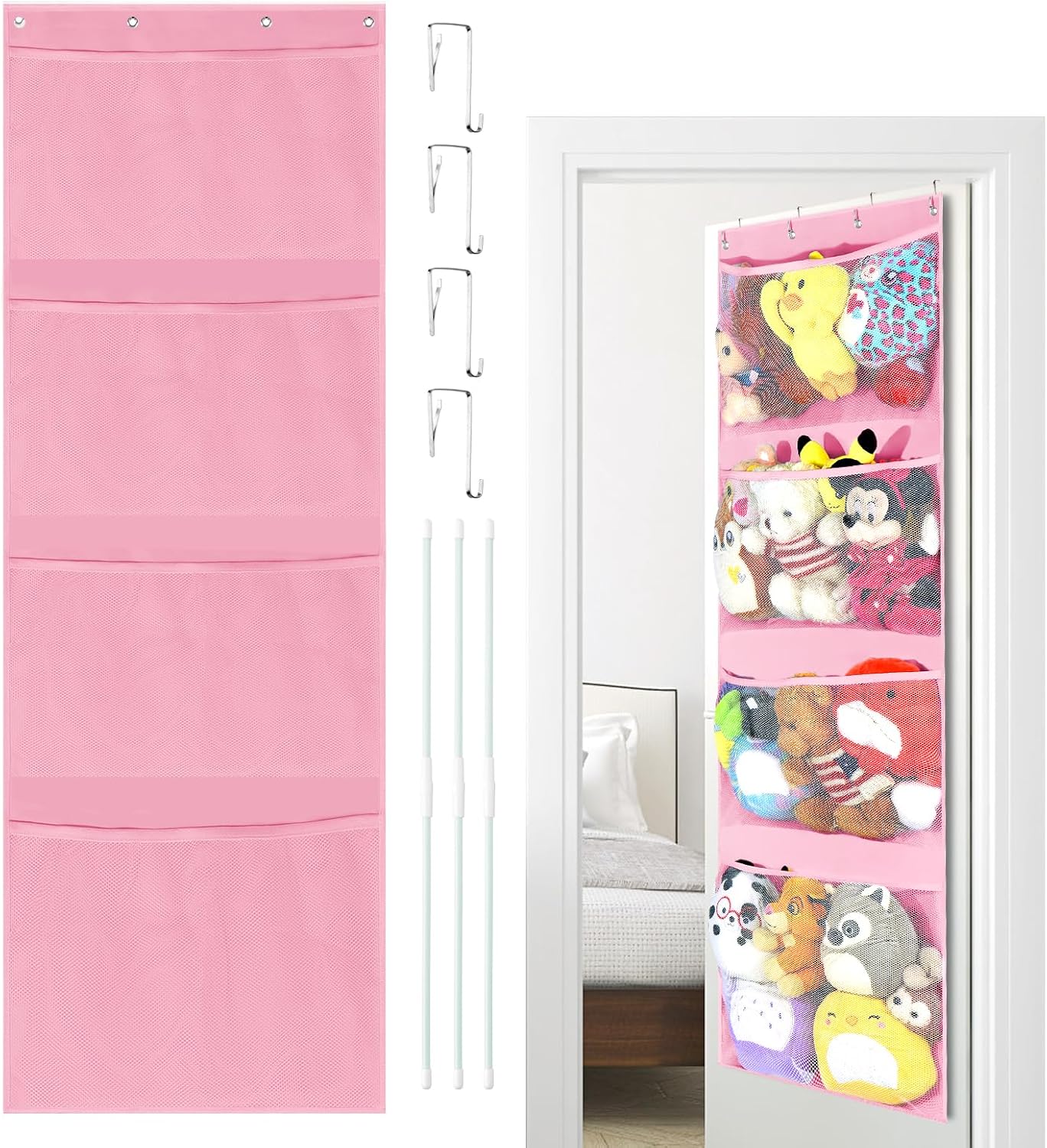 Detalle de Organizzatore Per Portaoggetti Per Animali Di Peluche: Organizer A Rete da Appendere per Camerette e Bagno